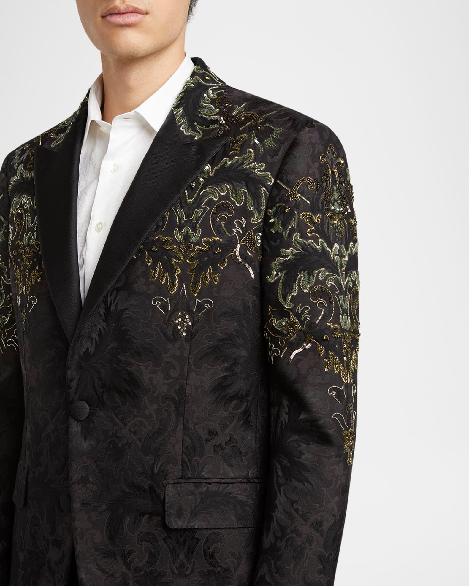 Men's Embroidered Damask Jacquard Evening Jacket Product Image