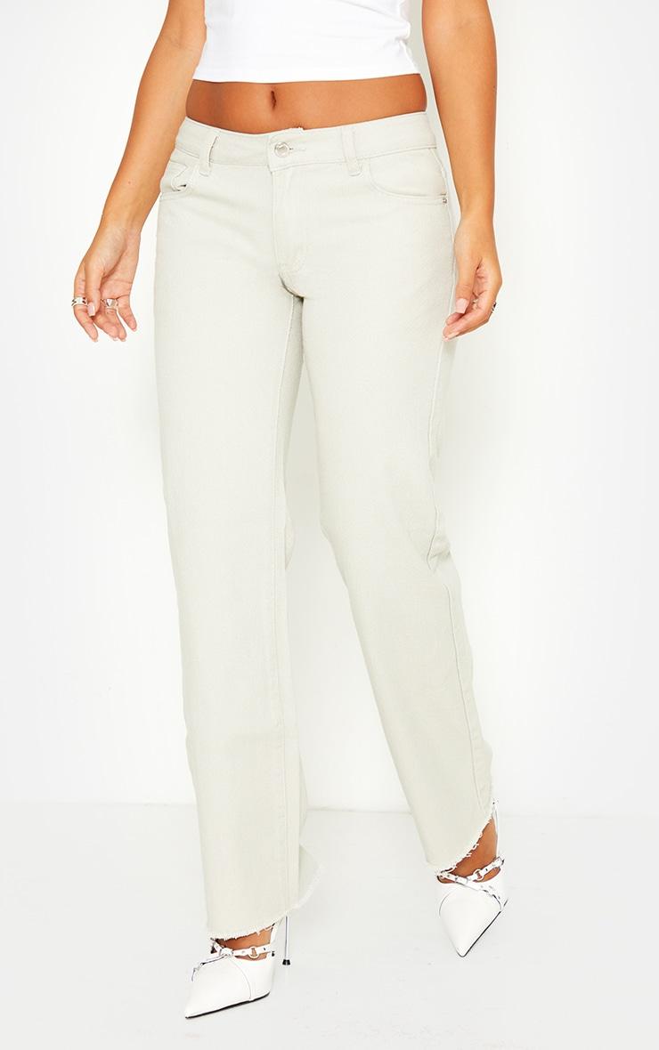 Petite Dirty Bleach Wash Low Waist Long Leg Straight Jeans Product Image