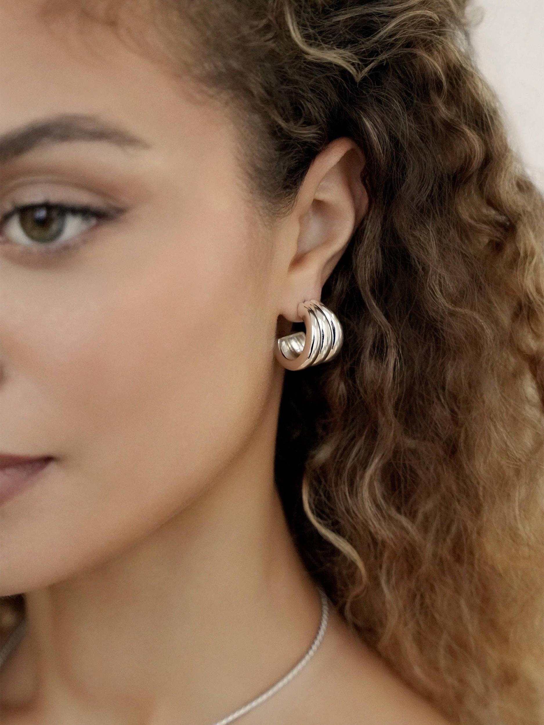 Triple Ribbed Hoops Product Image