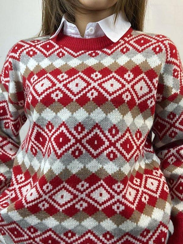 Crew Neck Fair Isle Sweater Product Image
