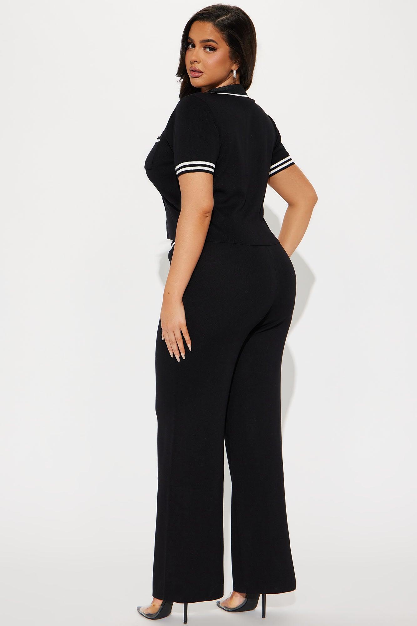 Preppy Babe Sweater Pant Set - Black Product Image