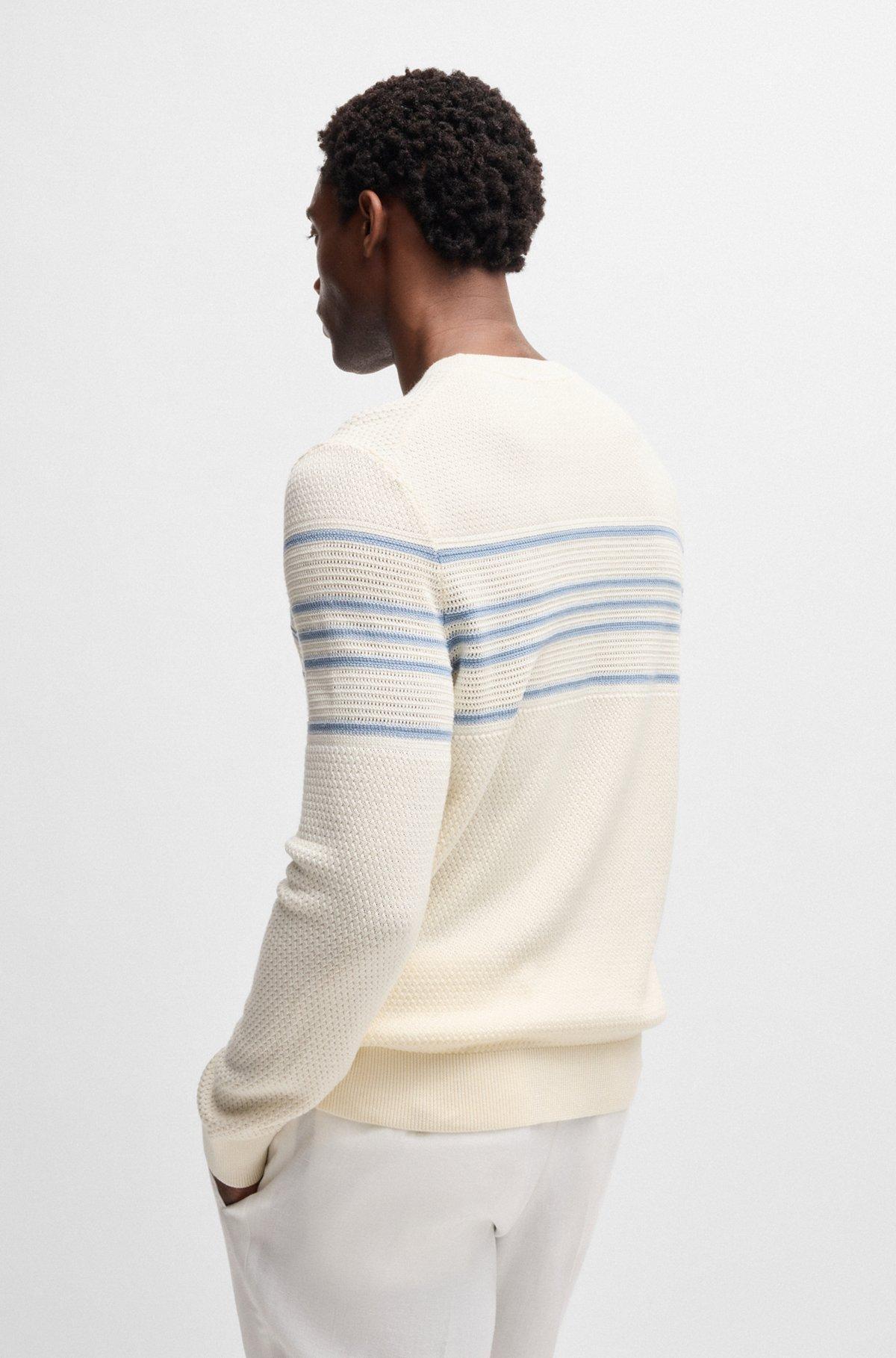 Silk-cotton sweater with knitted stripes Product Image
