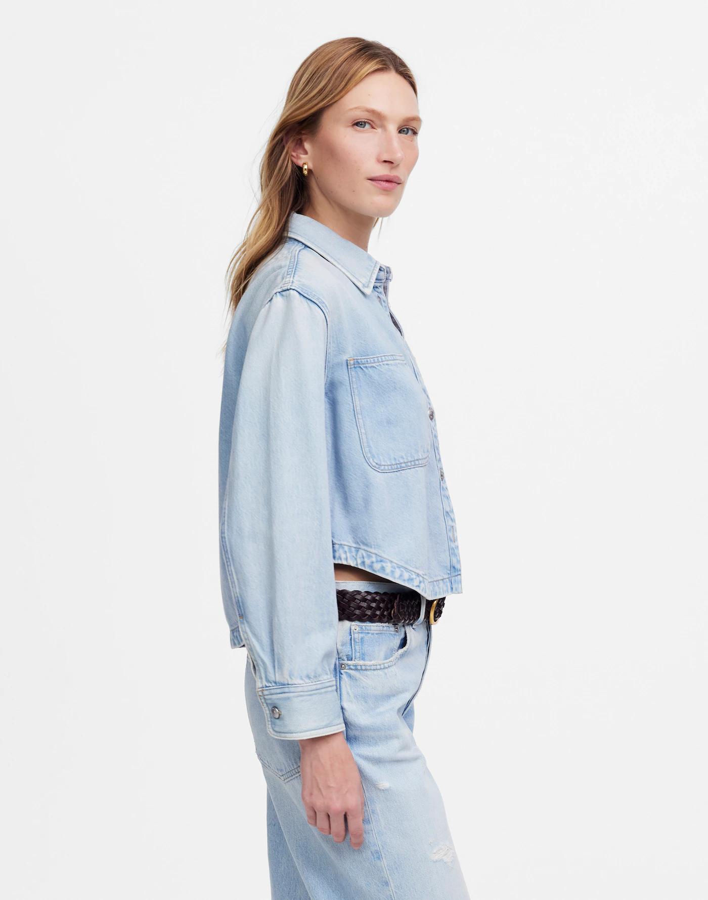 Cropped Shirt Jacket in Foster Wash: Airy Denim Edition Product Image