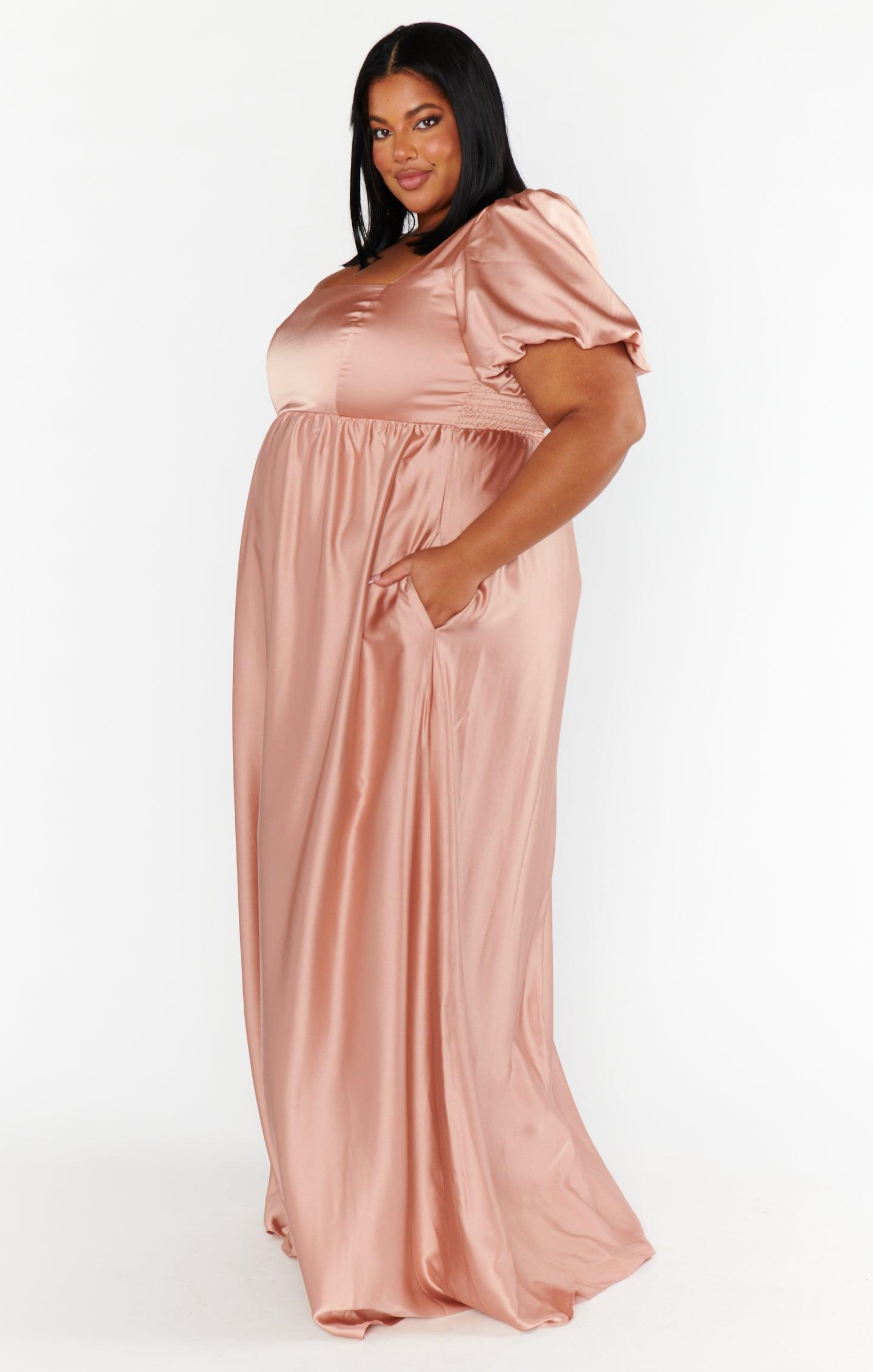 Nora Maxi Dress ~ Rose Gold Luxe Satin Product Image