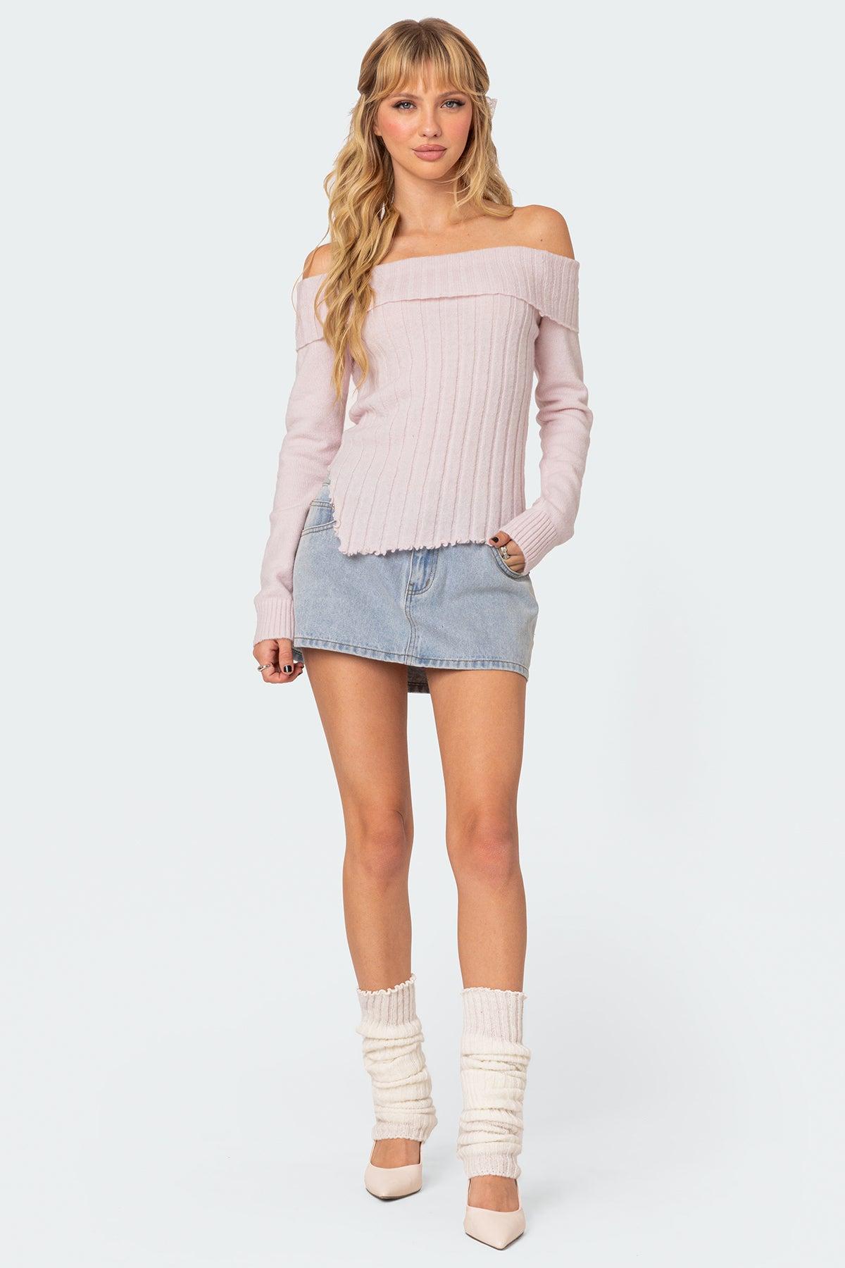 Sonya Fold Over Knit Top Product Image