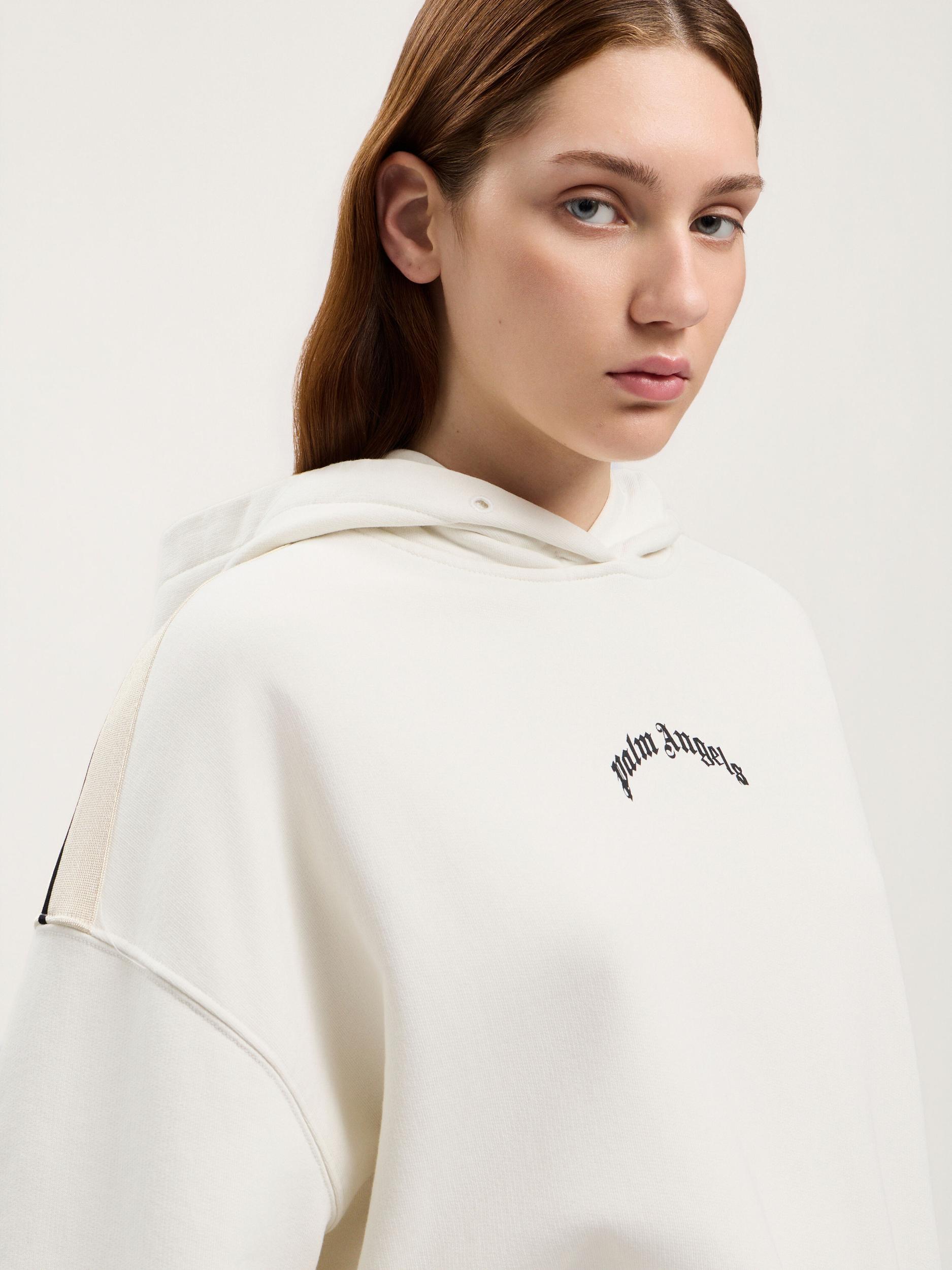 Curved Logo Loose Crop Hoodie Product Image
