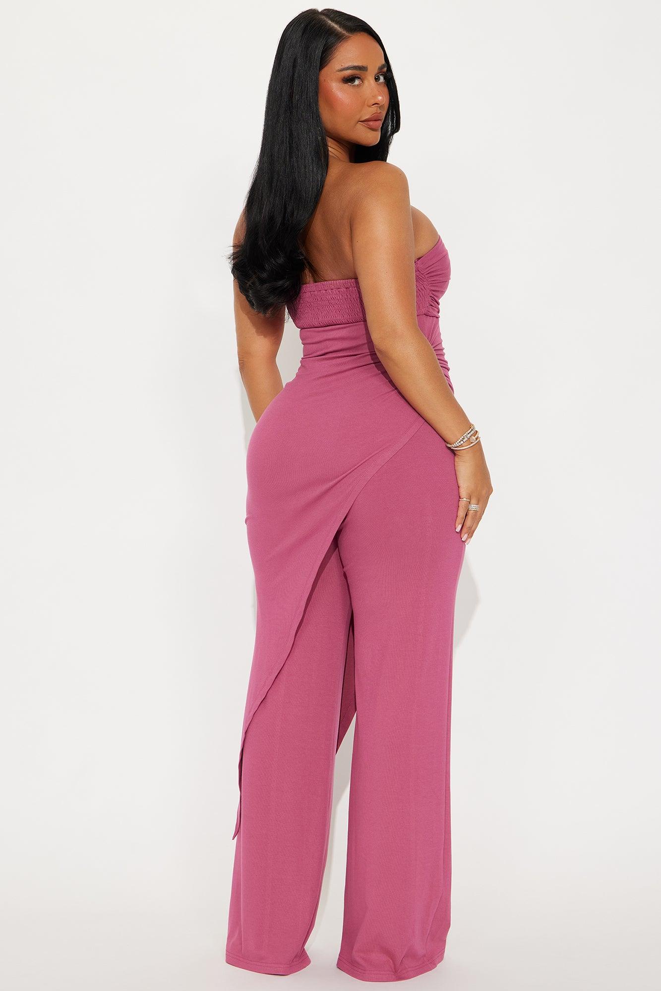 Dreaming Of You Draped Jumpsuit - Raspberry Female Product Image