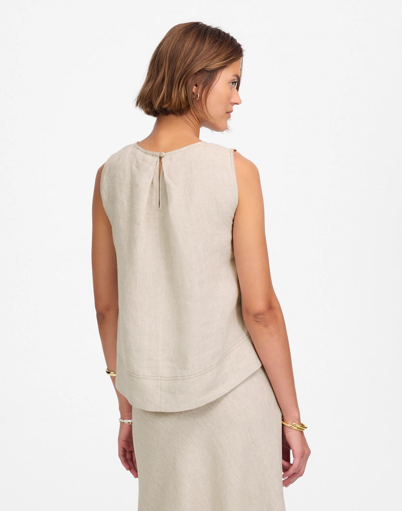 Linen Pleated Shell Top Product Image