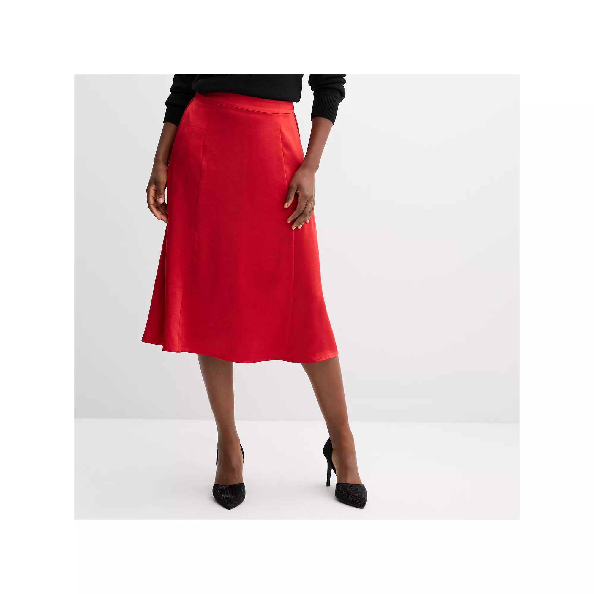 Women's Draper James Satin Skirt, Size: XXL, Red Product Image