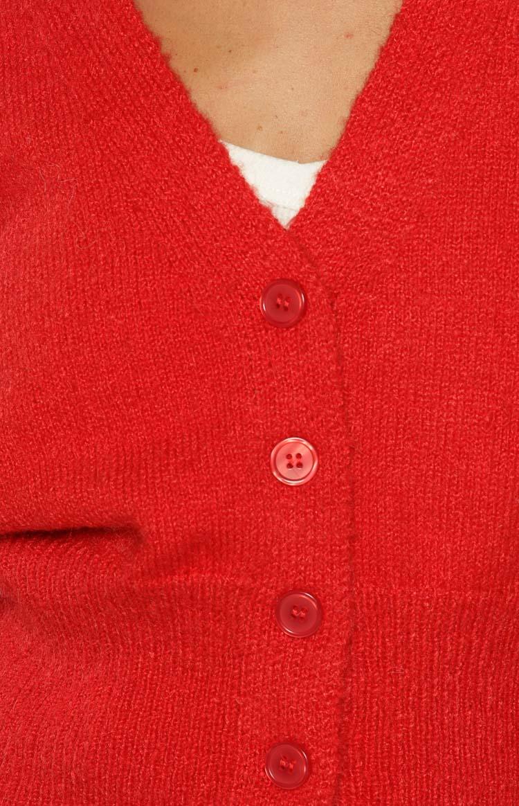 Janda Red Knit Oversized Cardigan Product Image