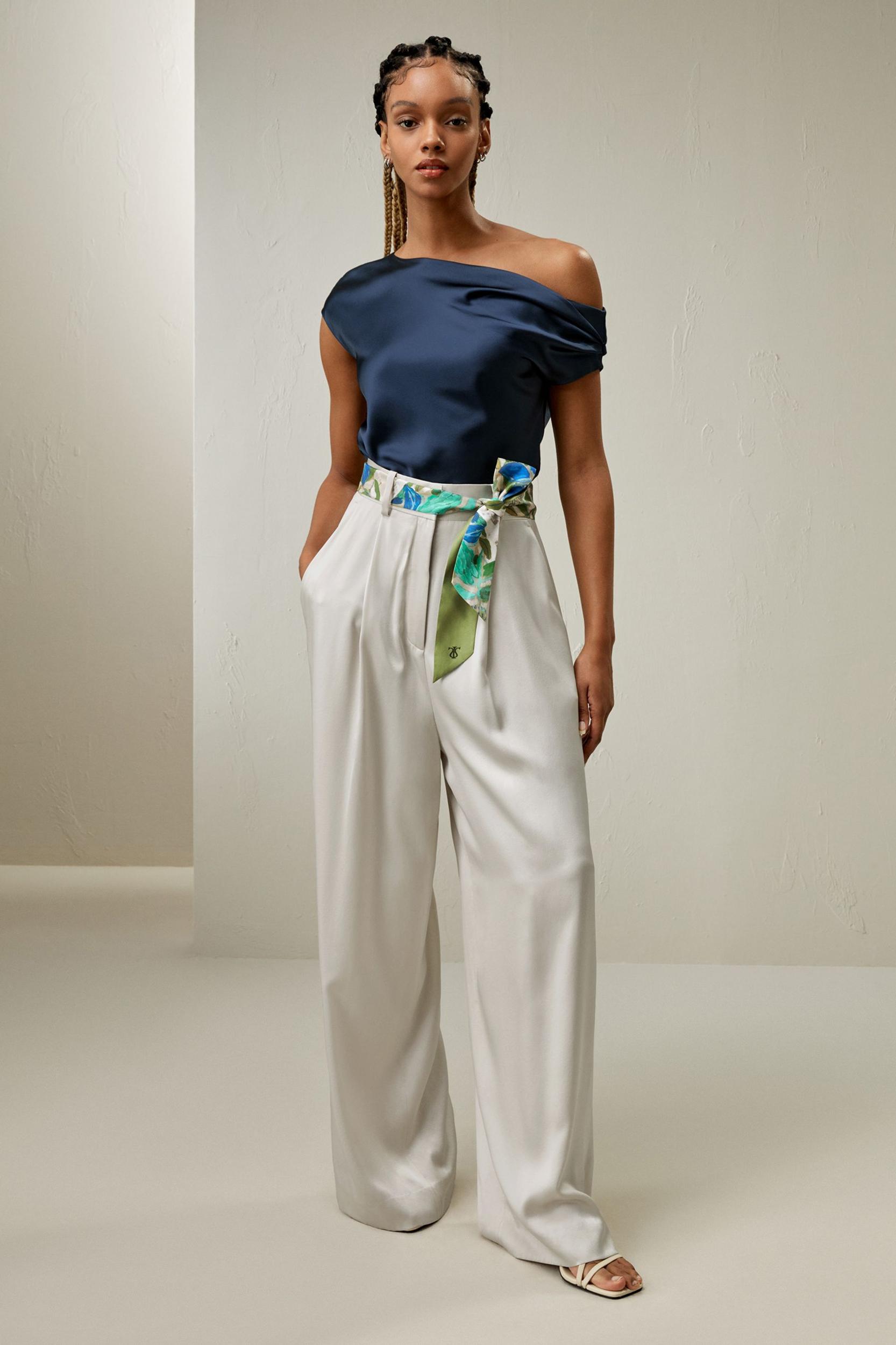 LILYSILK Female One Shoulder Silk Top - Silvergray Premium Silk - Perfect Wardrobe Staples Cowl Neck Silk Top 10 Product Image