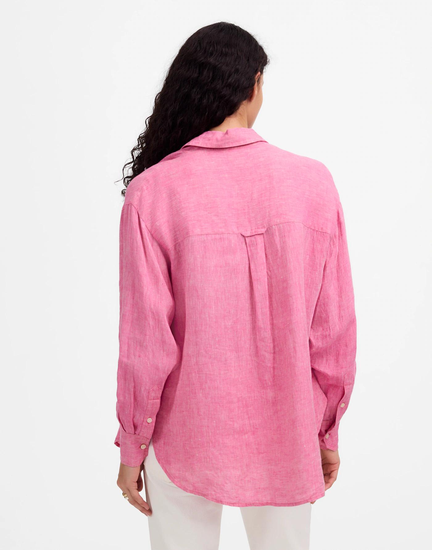 Linen Oversized Button-Up Shirt Product Image