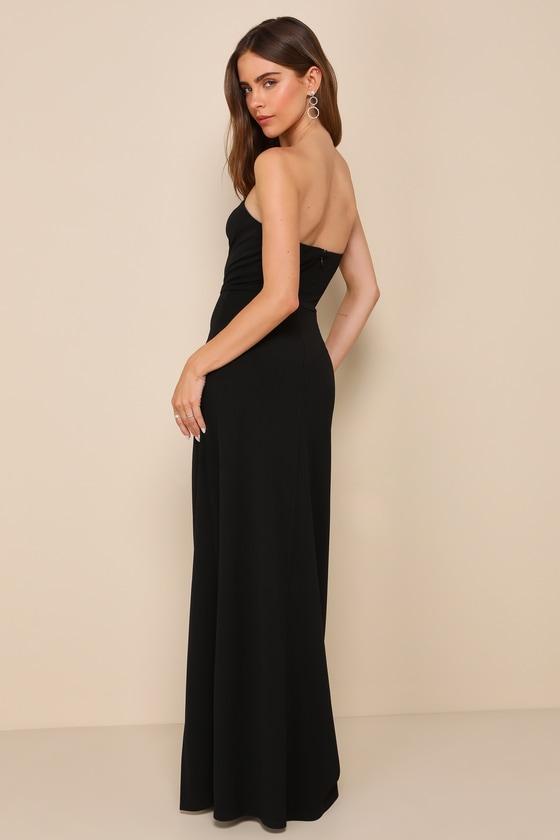 Striking Aura Black Pearl Strapless Mermaid Maxi Dress Product Image