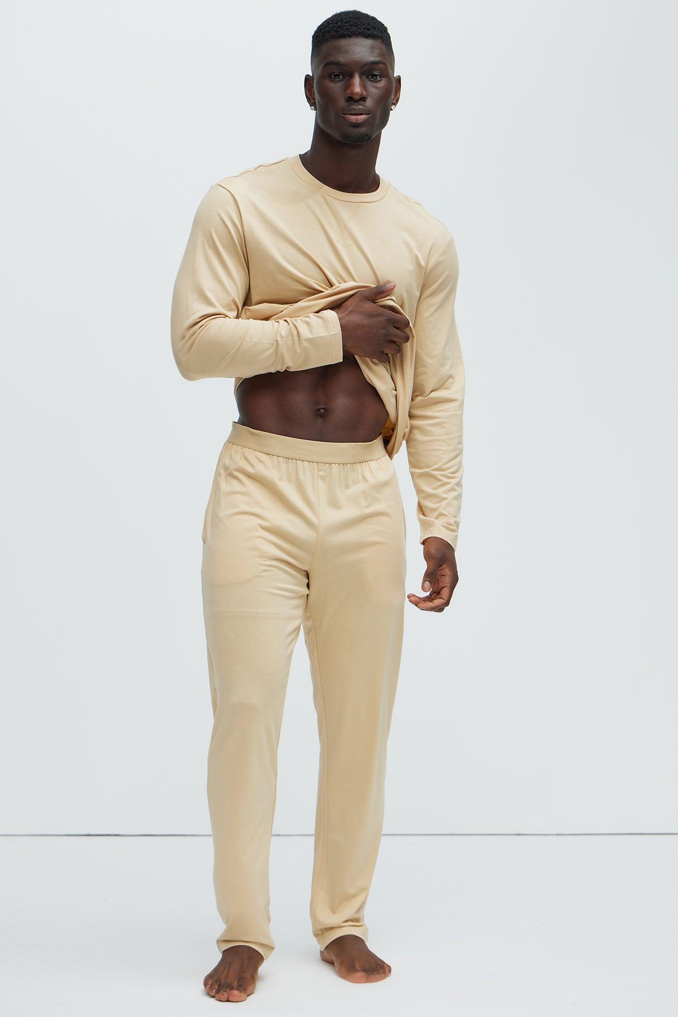 Essential Modal Lounge Long Sleeve Tee - Khaki Product Image