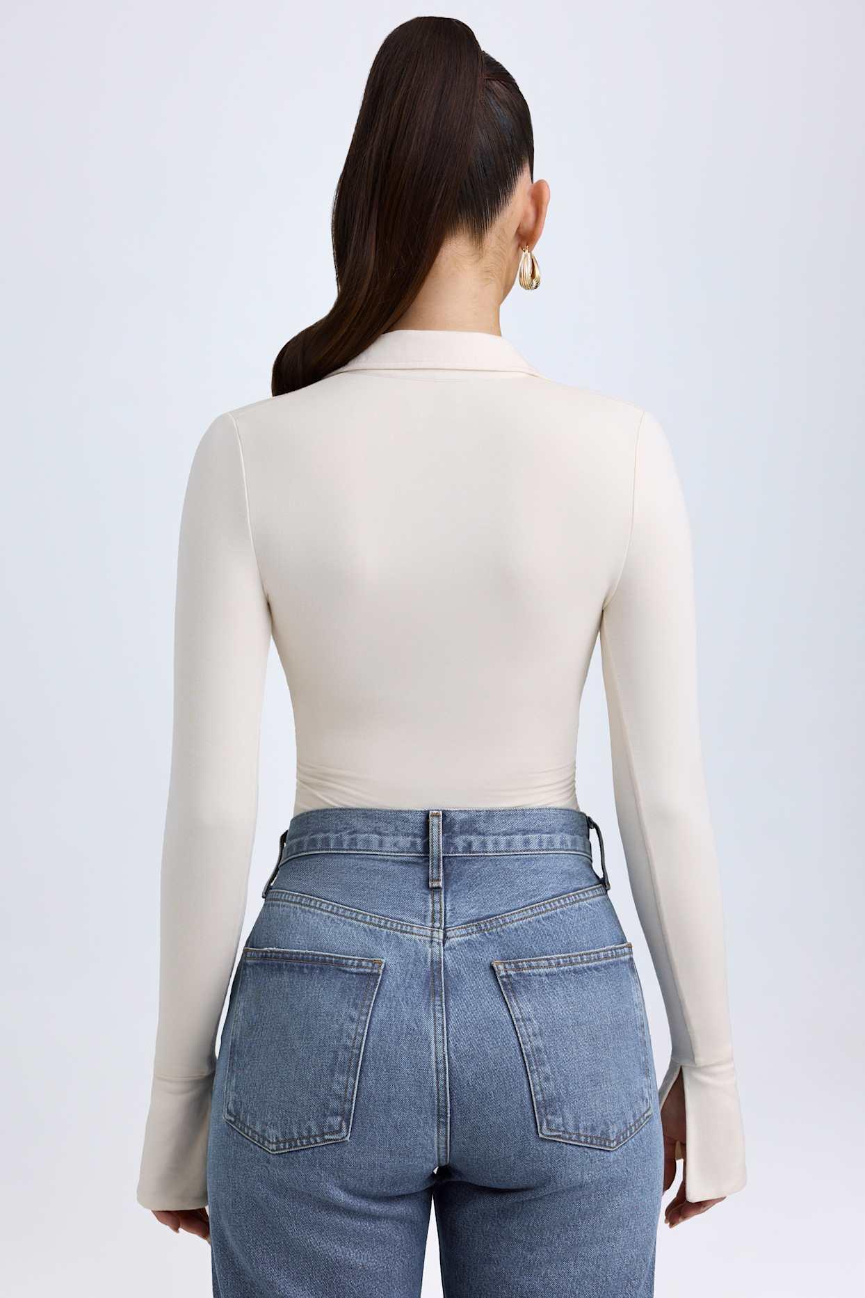 Modal Plunge V-Neck Bodysuit in Ivory Product Image