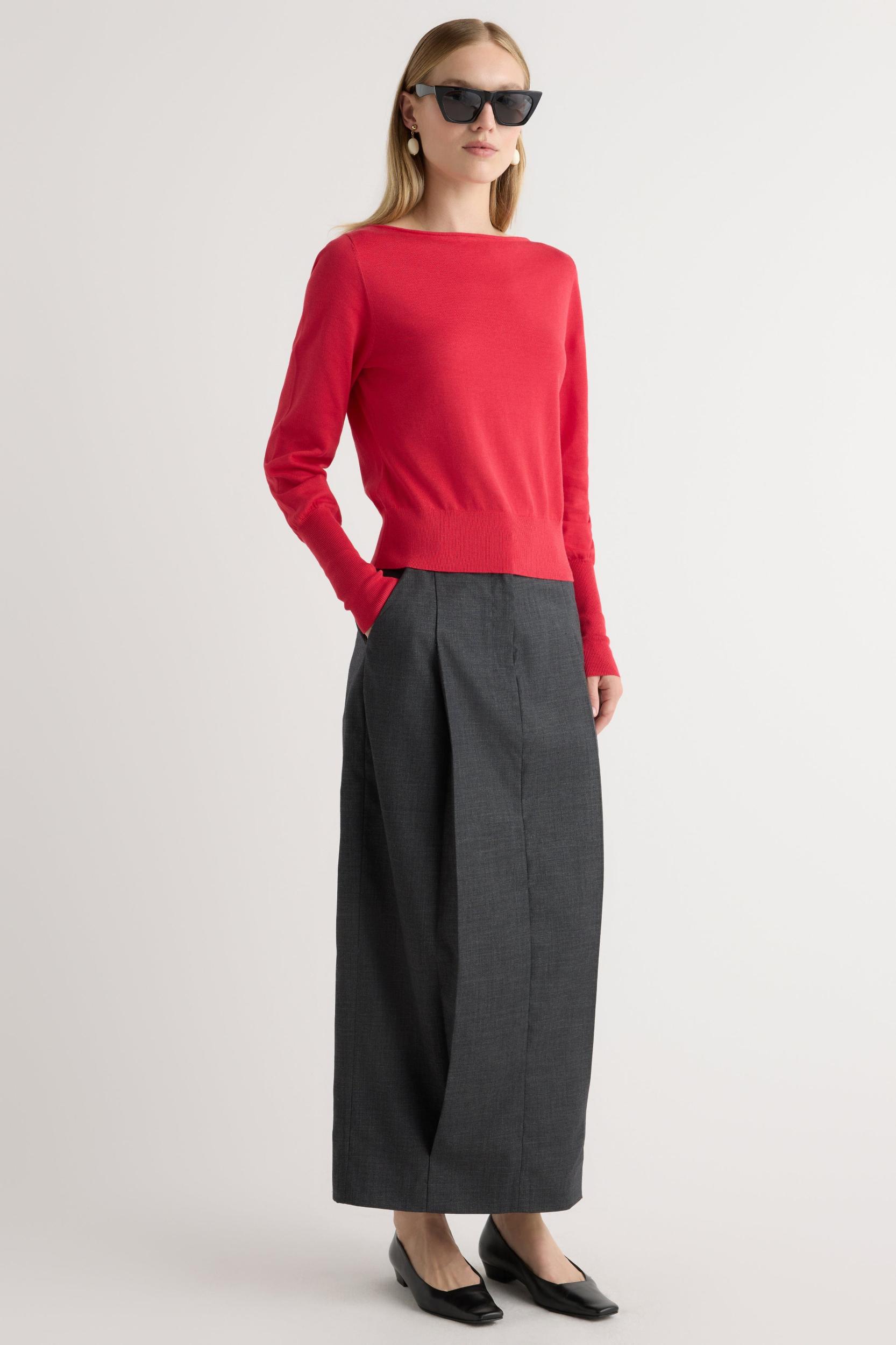 Hanli Cotton-Silk Boat-Neck Sweater Product Image