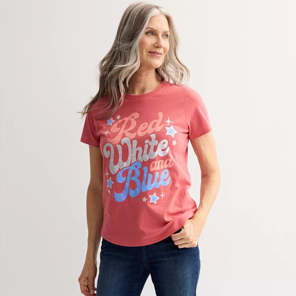 Women's Red White And Blue Americana Graphic Tee, Size: Large Product Image