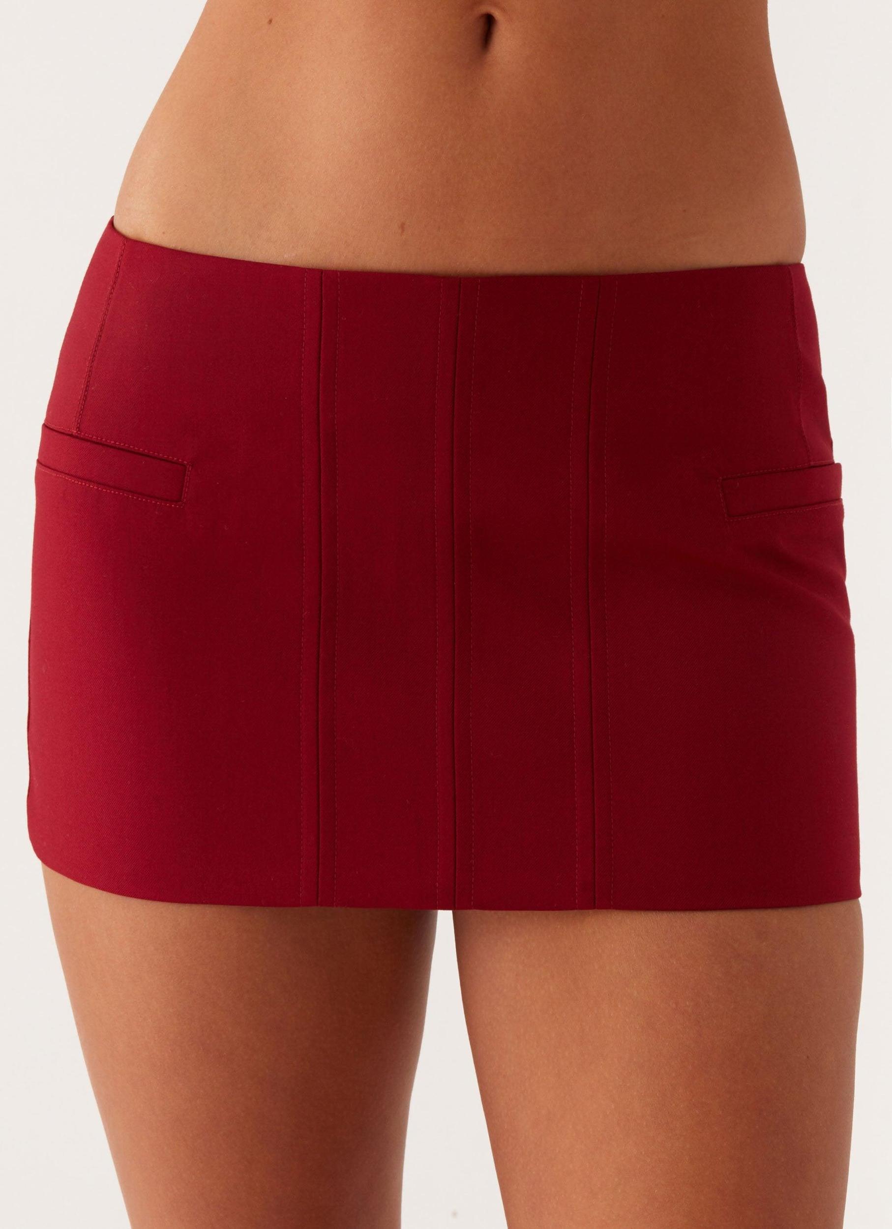 Armelle Micro Mini Skirt - Maroon Product Image