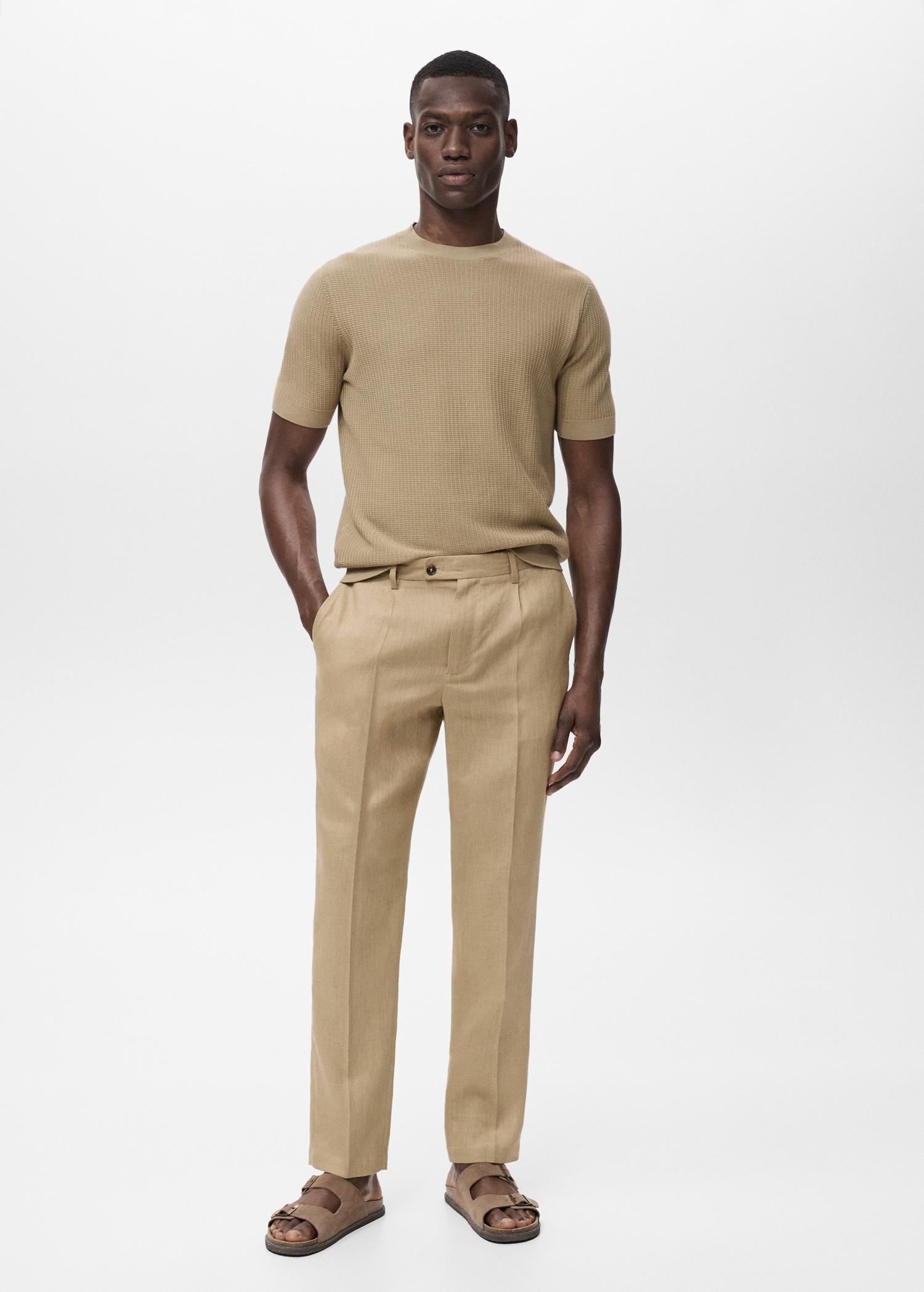 Slim-fit 100% linen pants - Men | MANGO USA Product Image