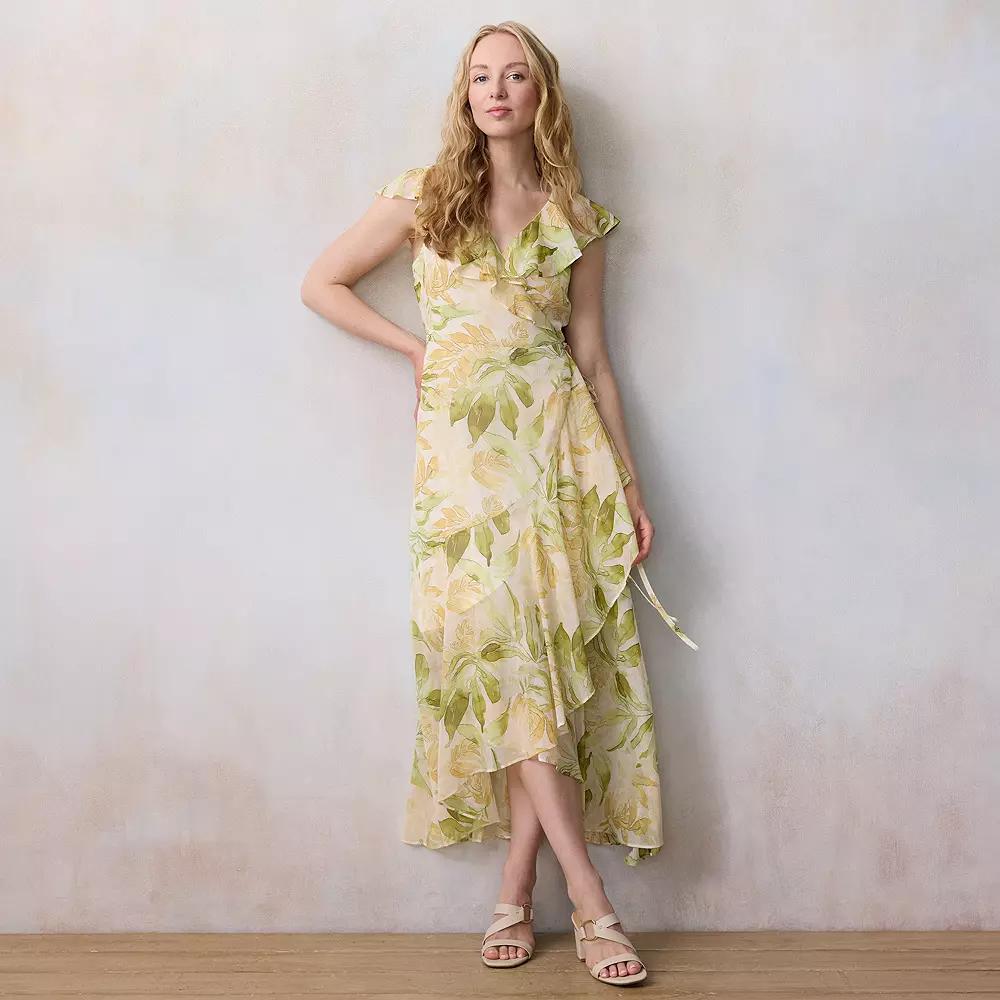 Women's LC Lauren Conrad Flutter Sleeve Wrap Maxi Dress,  Product Image