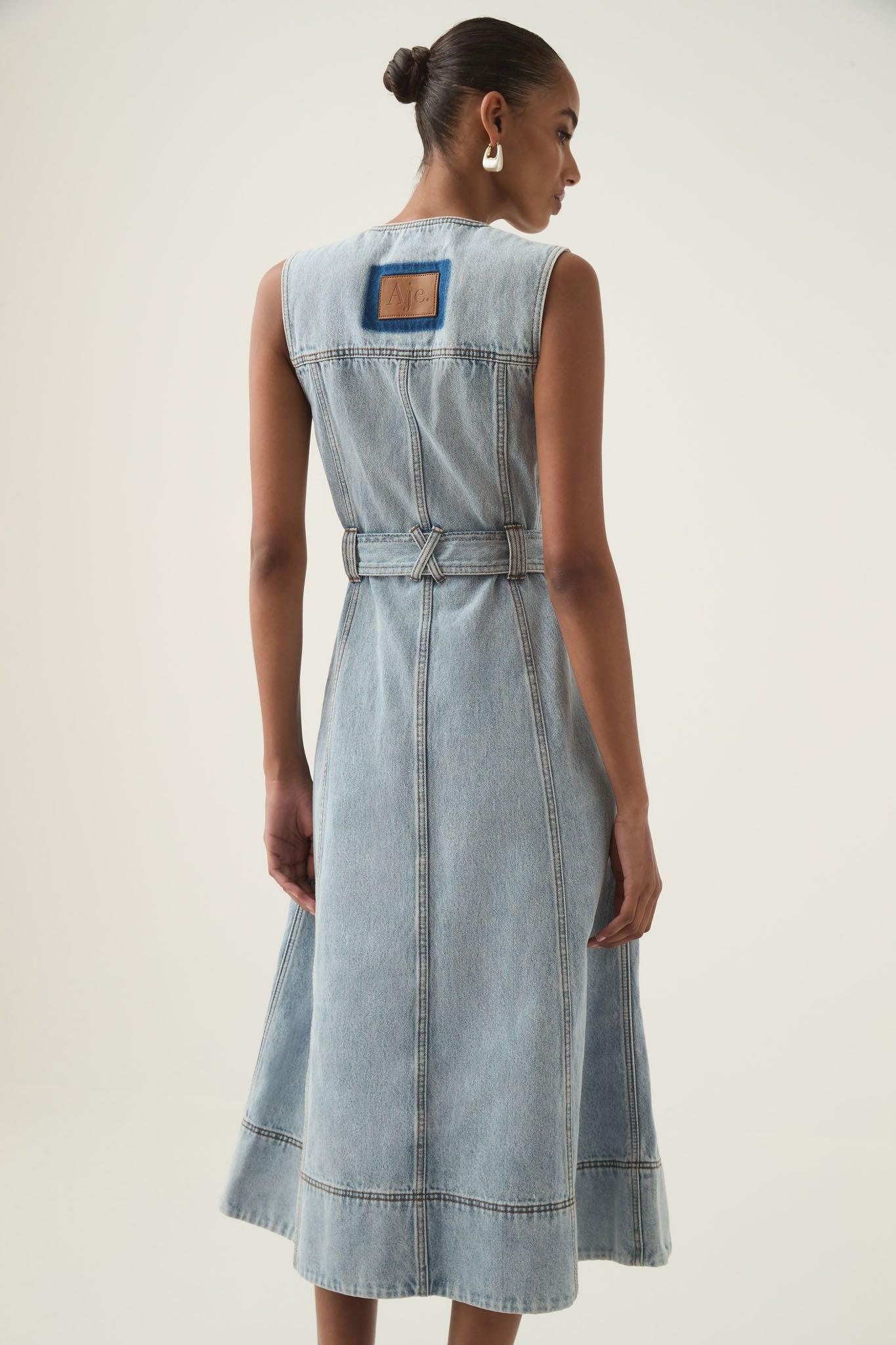 Aura Denim Midi Dress Product Image