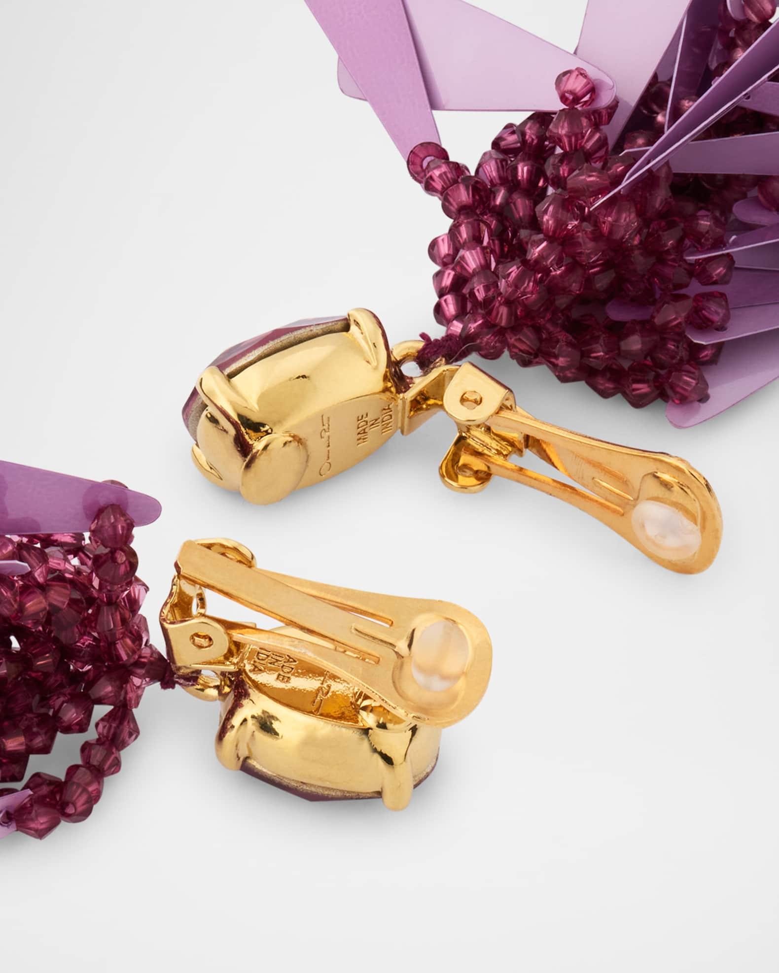 Long Sequined Clip-On Earrings Product Image