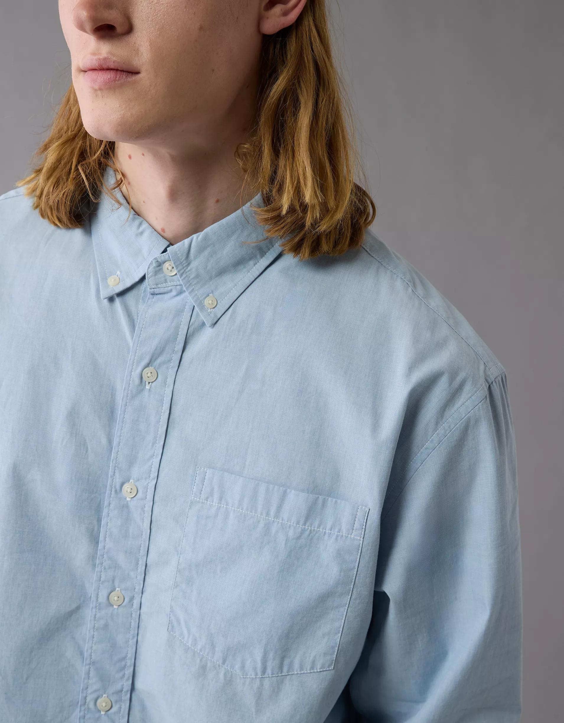 AE Everyday Relaxed Poplin Button-Up Shirt Product Image