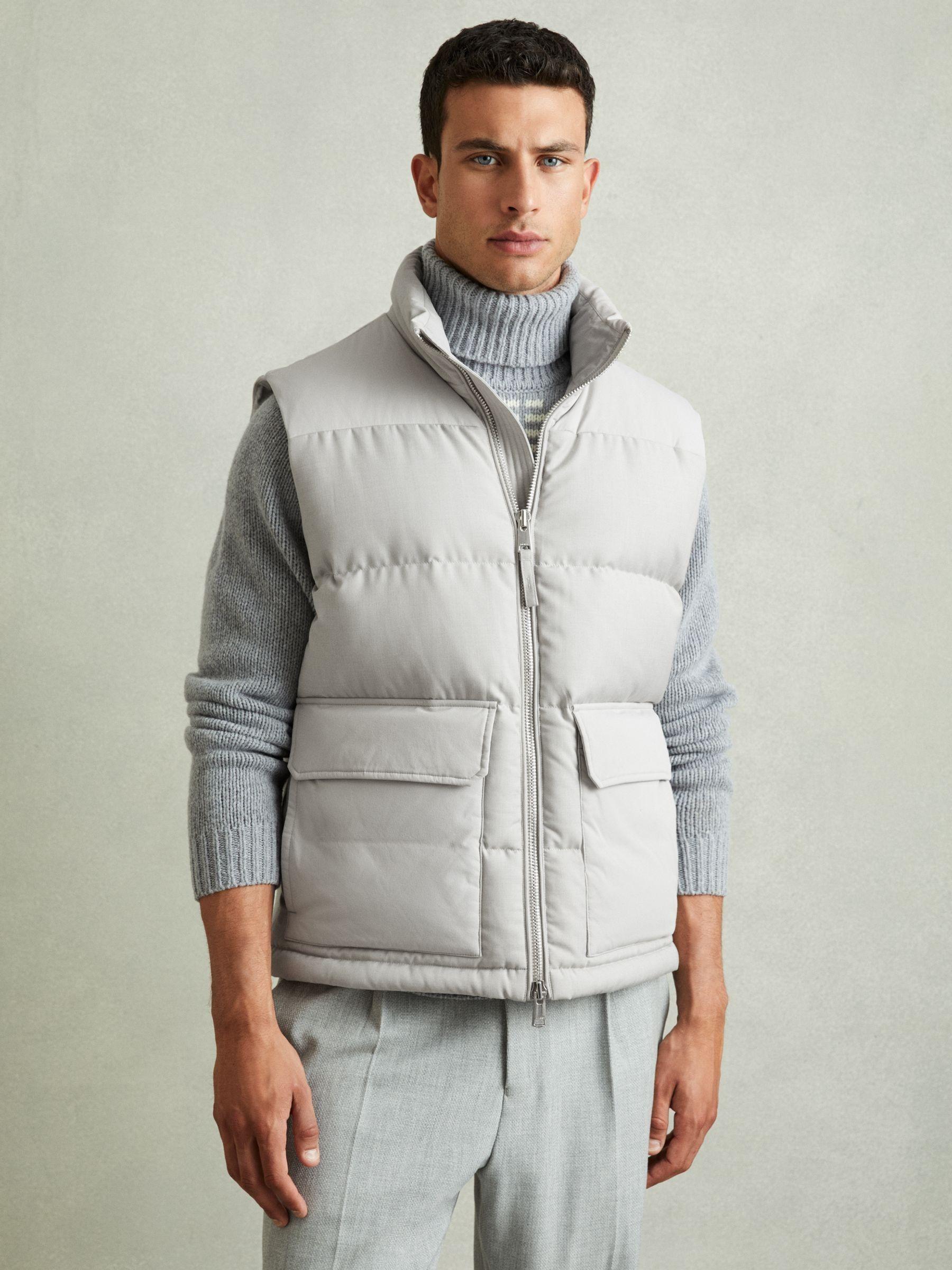 Patch Pocket Quilted Gilet in Grey Product Image
