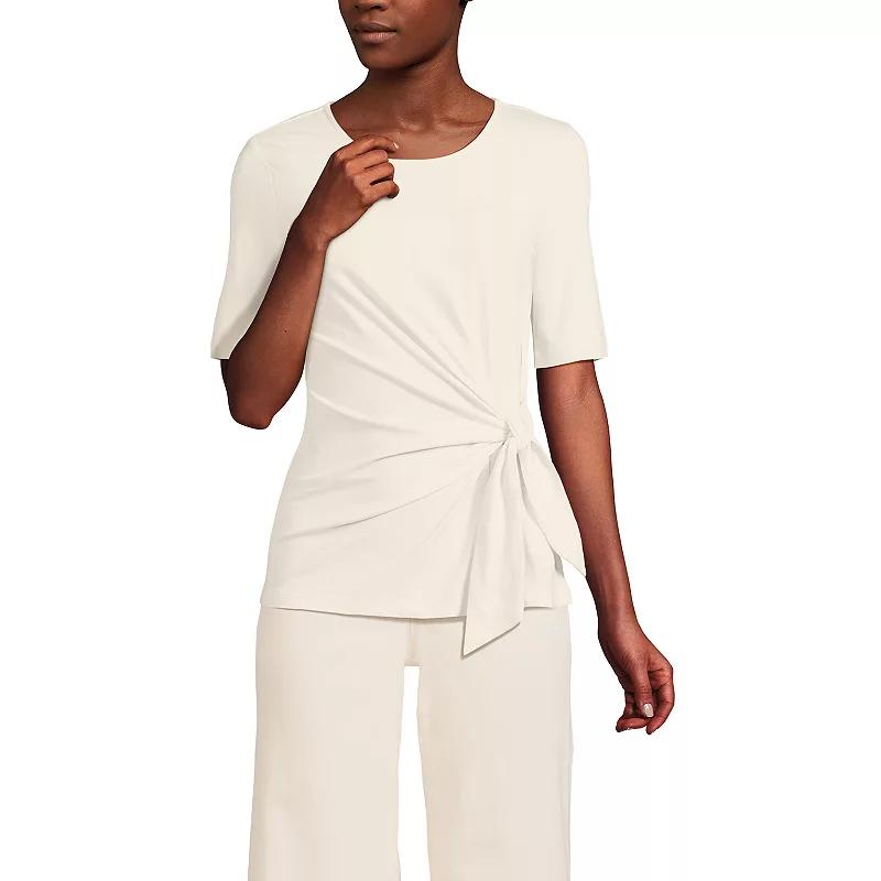 Women's Lands' End Lightweight Jersey Tie Front Top,  Product Image