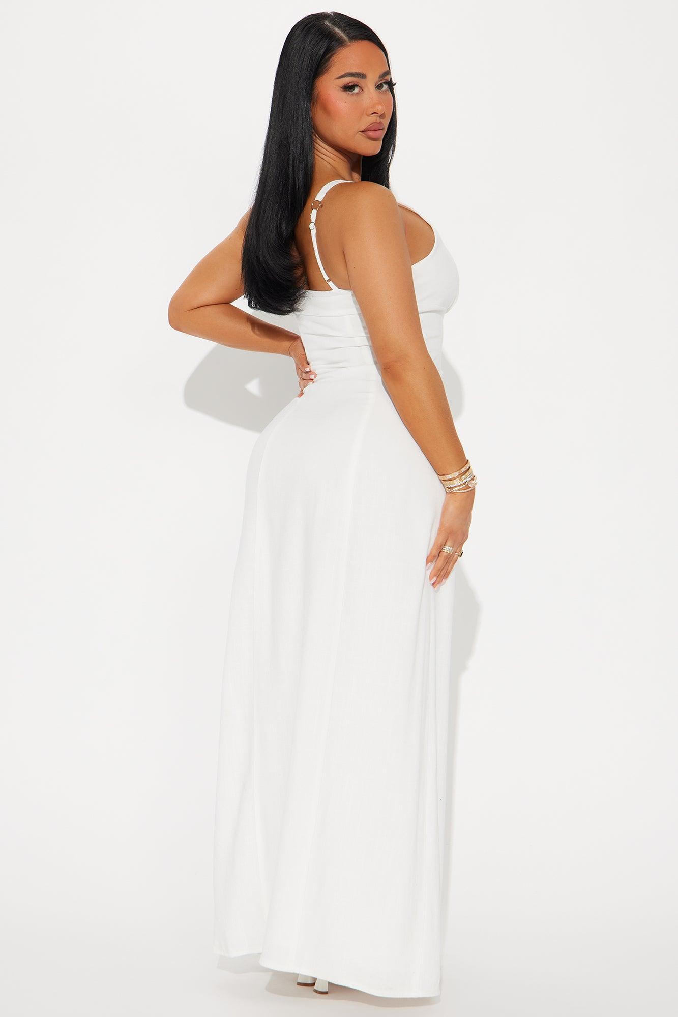 Sandie Linen Maxi Dress - White Product Image