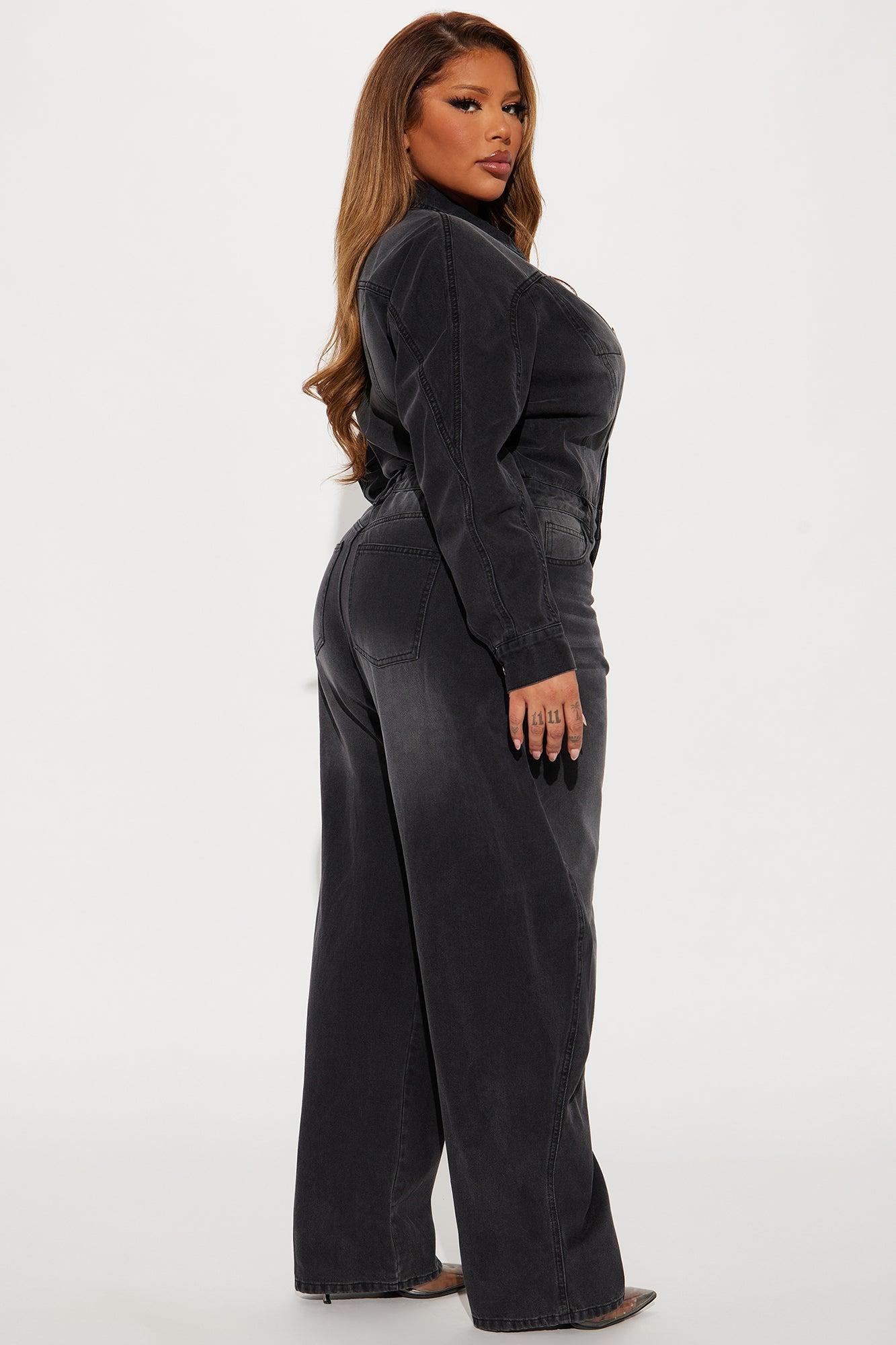 Bottom of the Barrel Denim Jumpsuit - Black Product Image