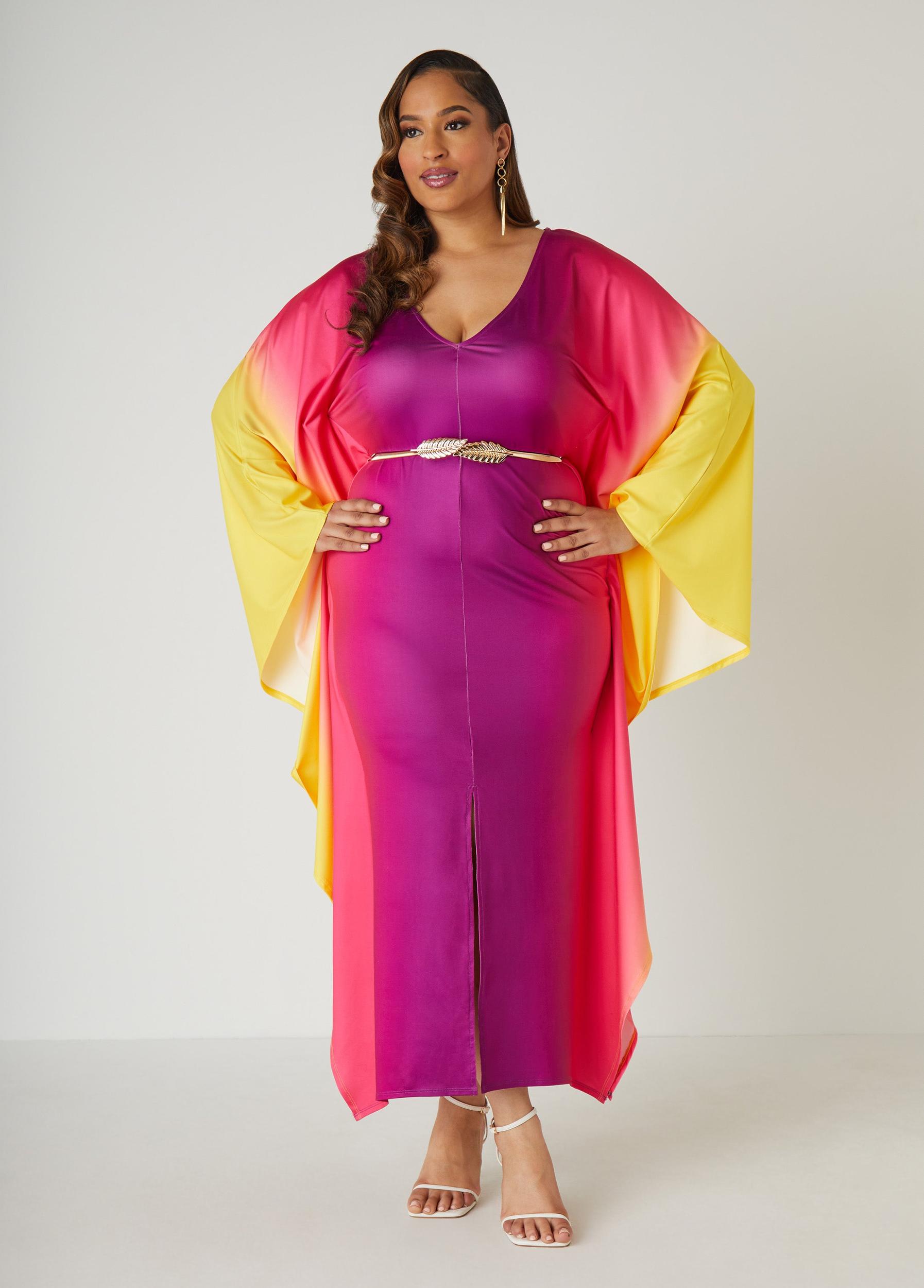 Belted Ombre Kaftan Dress Product Image
