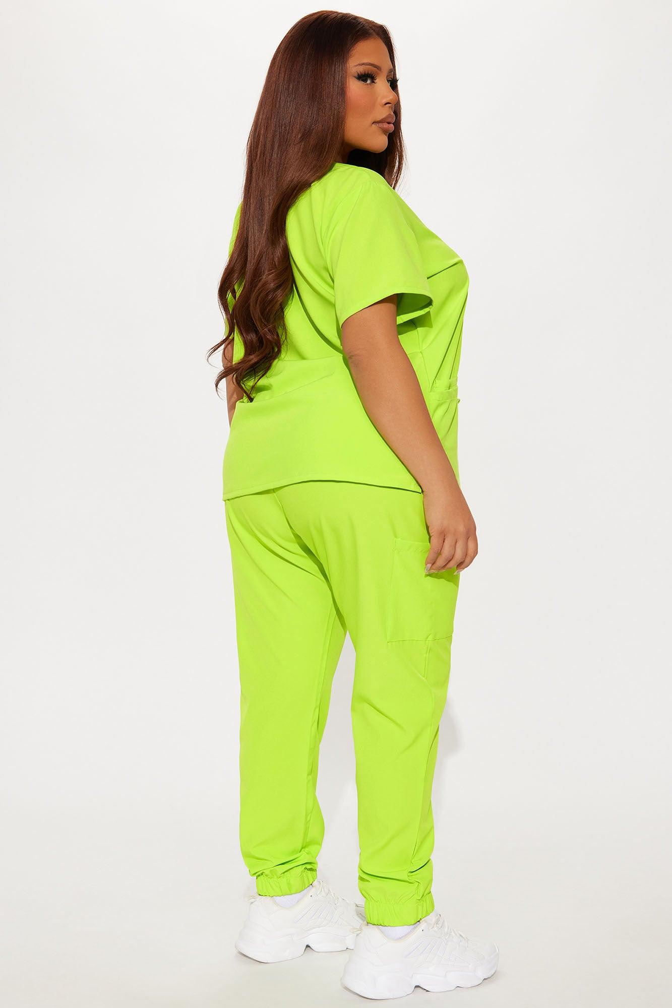 Working On It Stretch Uniform Scrub Jogger Set - Lime Product Image