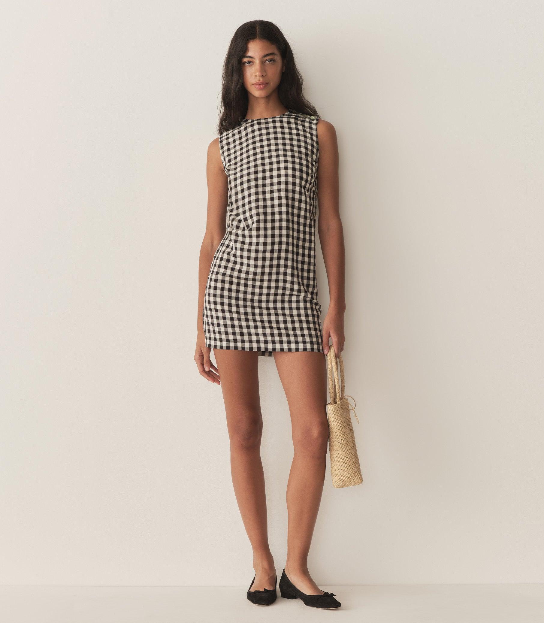 CORALIE DRESS -- BLACK MARILYN GINGHAM Product Image