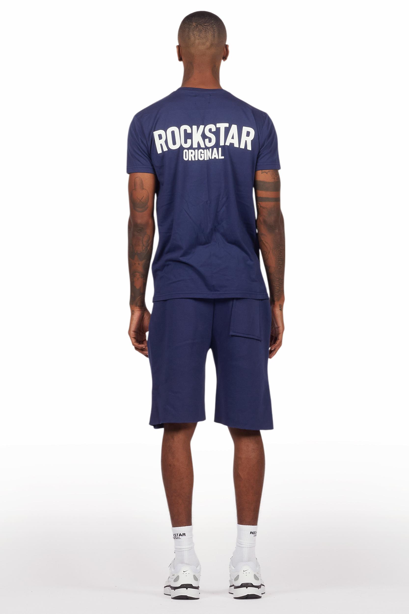 Sana Navy T-Shirt/Raw Edge Short Set Male Product Image