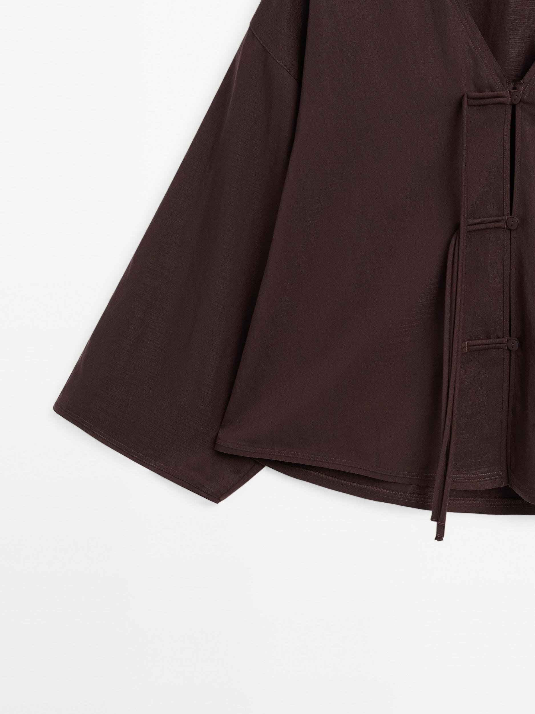 Cropped shirt with drawstring detail Product Image