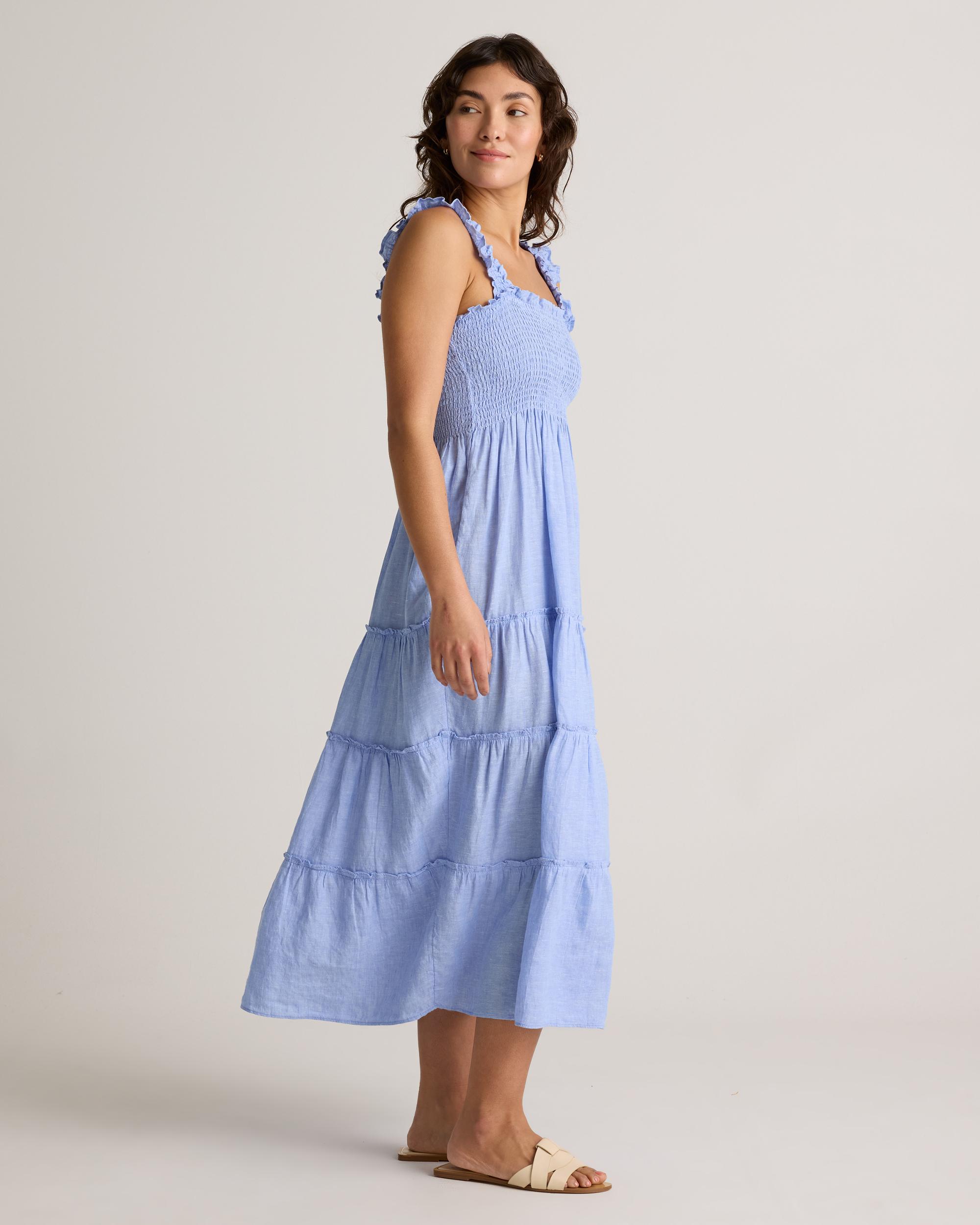 Quince | Women's 100% European Linen Smocked Midi Dress Product Image