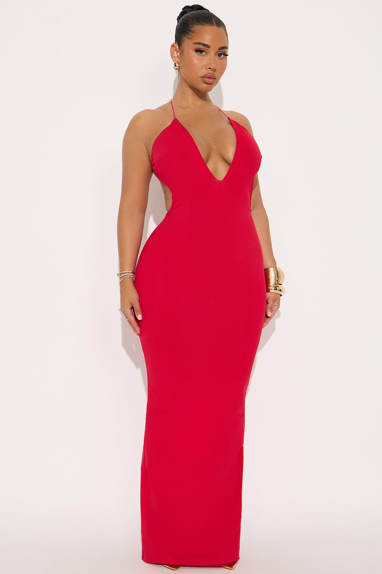 Katrina Cut Out Maxi Dress - Red Female Product Image