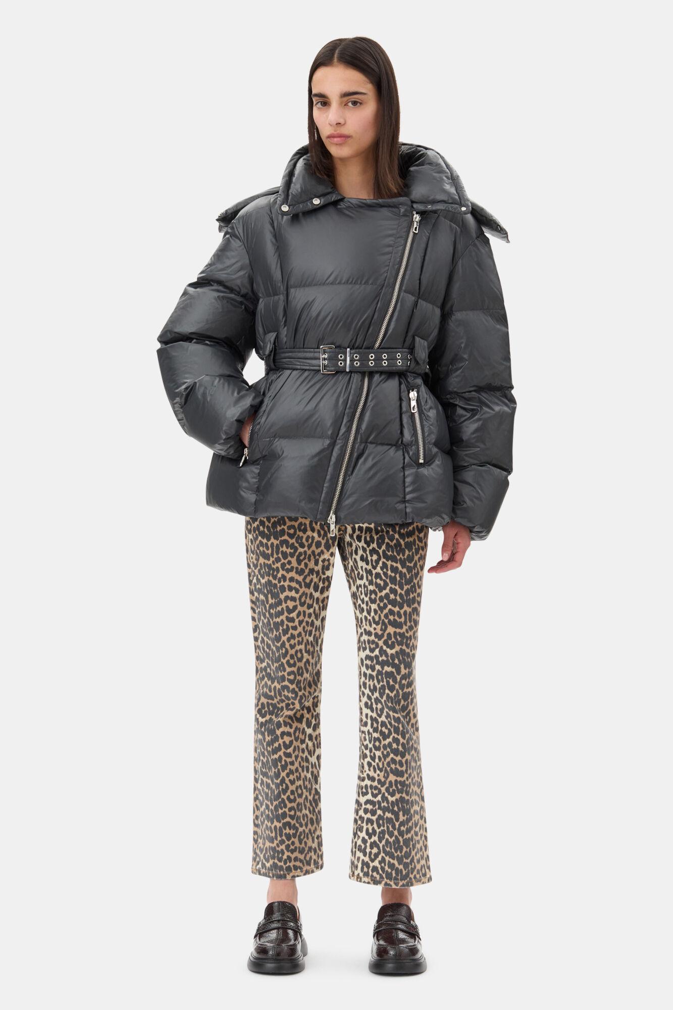 Black Shiny Nylon Puffer Jacket Product Image