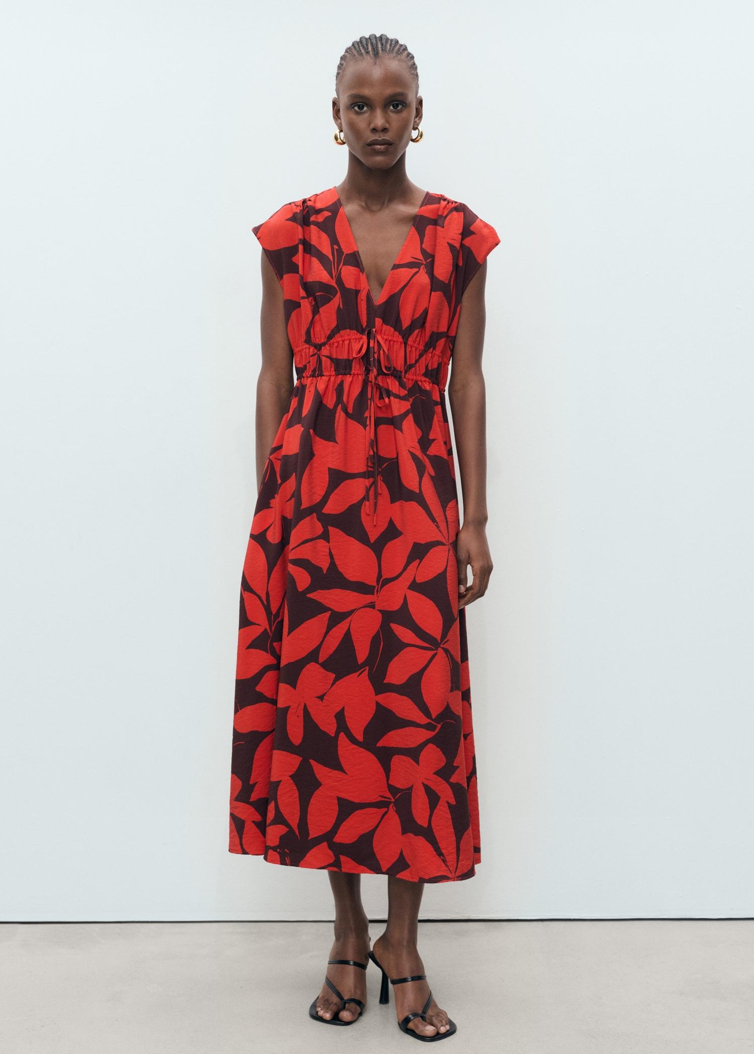 Long printed dress - Women | MANGO USA Product Image