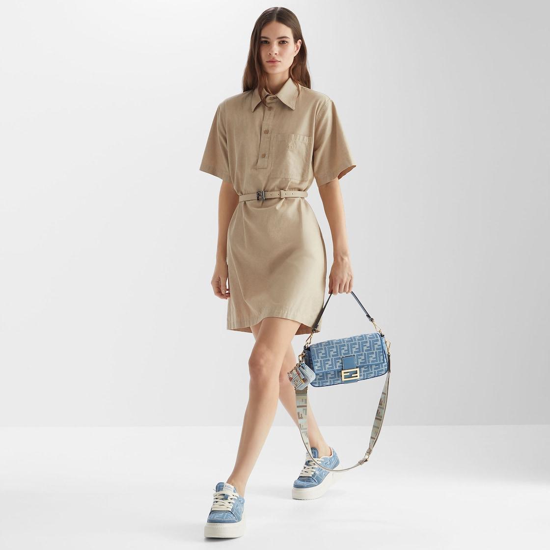 BaguetteBlue denim-effect FF jacquard bag Product Image