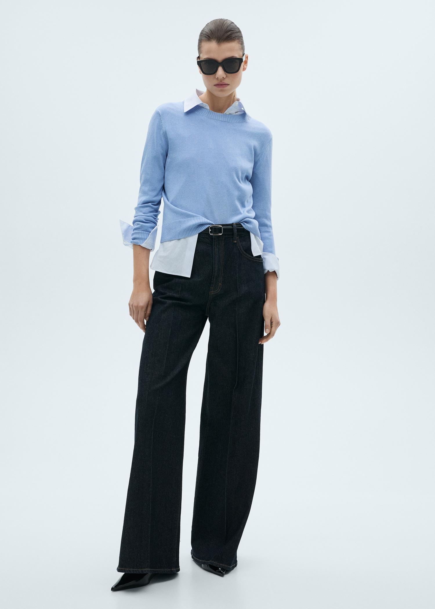 Linen-blend knitted sweater - Women | MANGO USA Product Image