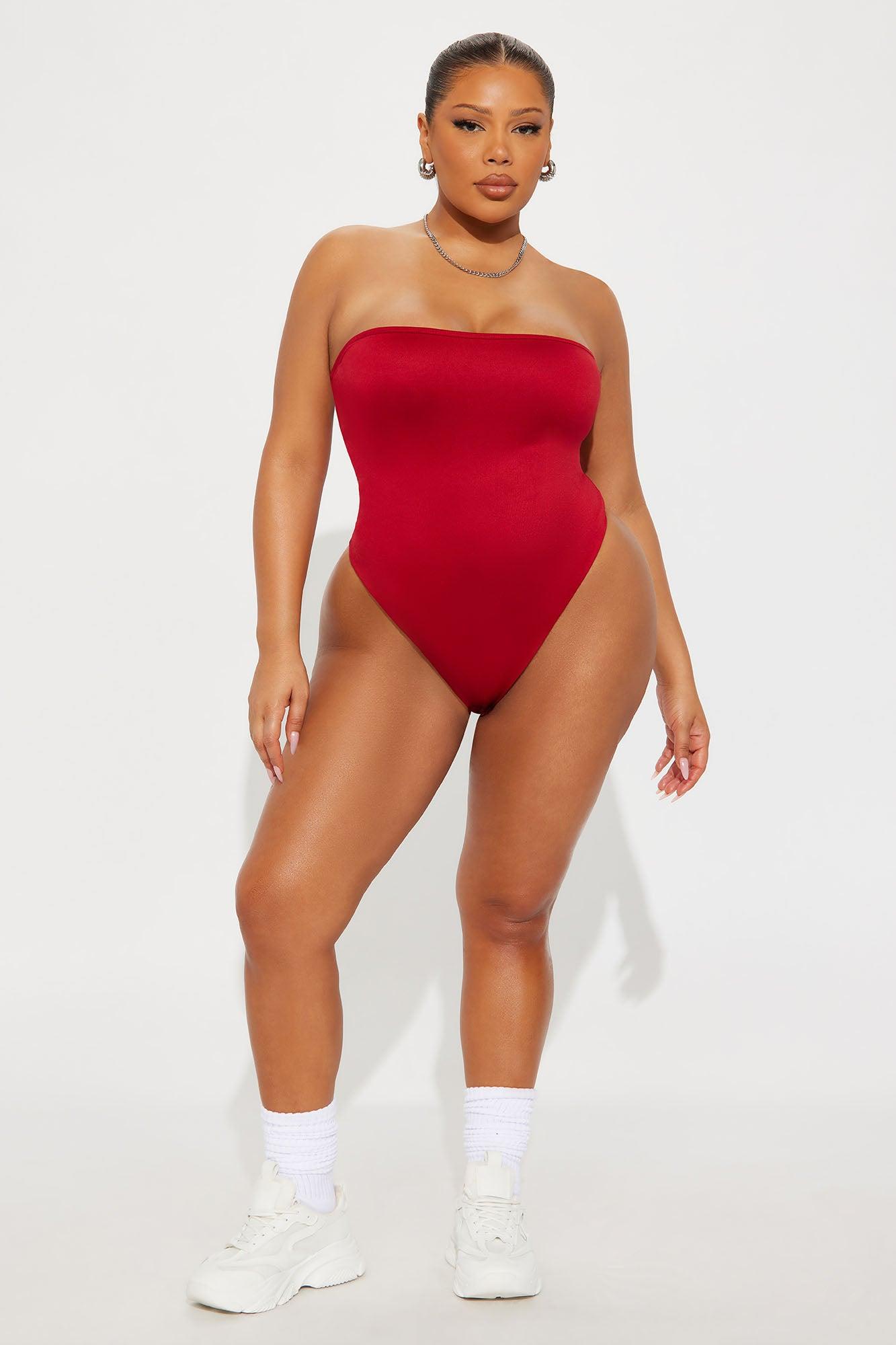 Contour Double Lined Strapless Bodysuit - Red Female Product Image