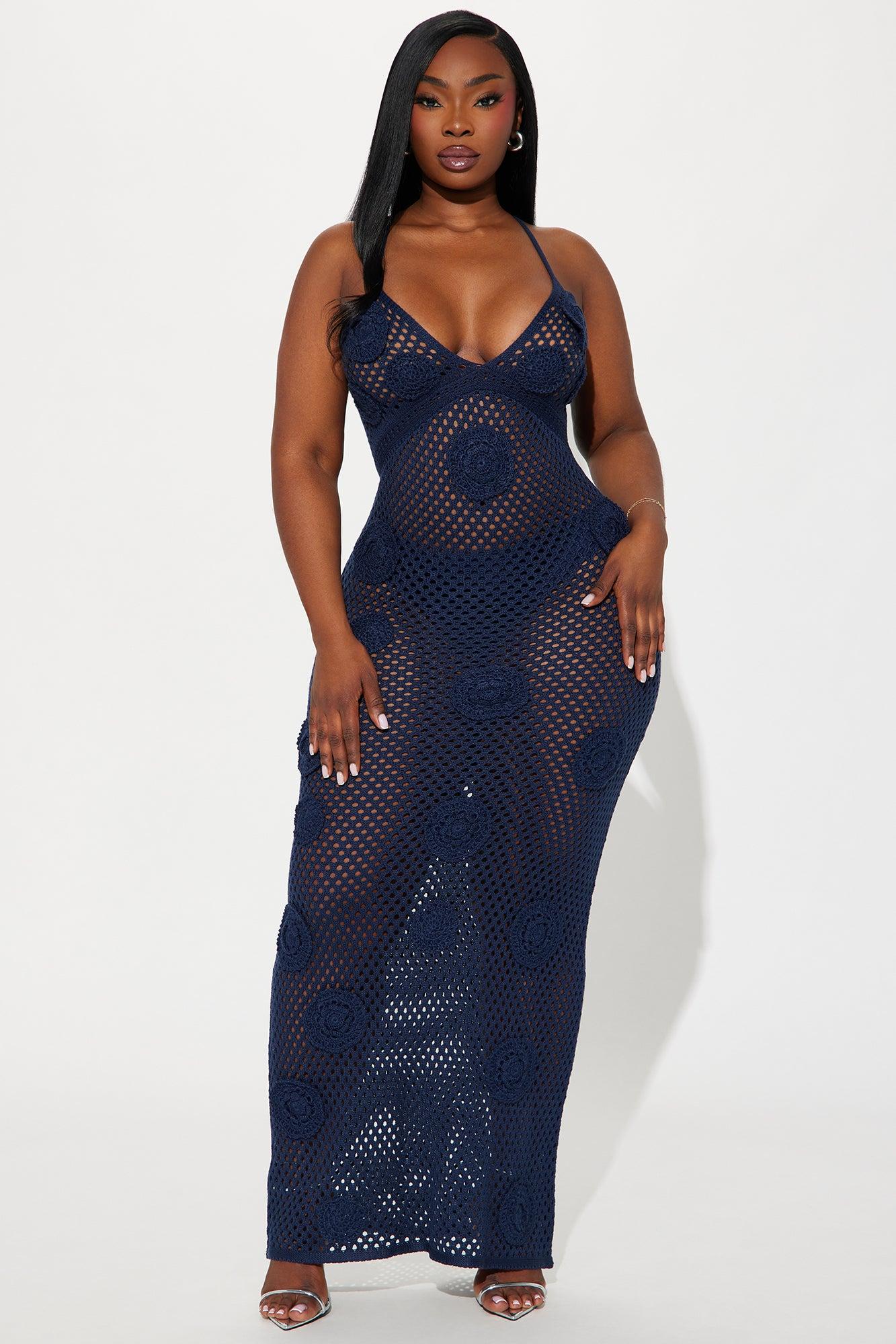 Mykonos Crochet Maxi Dress - Navy Product Image