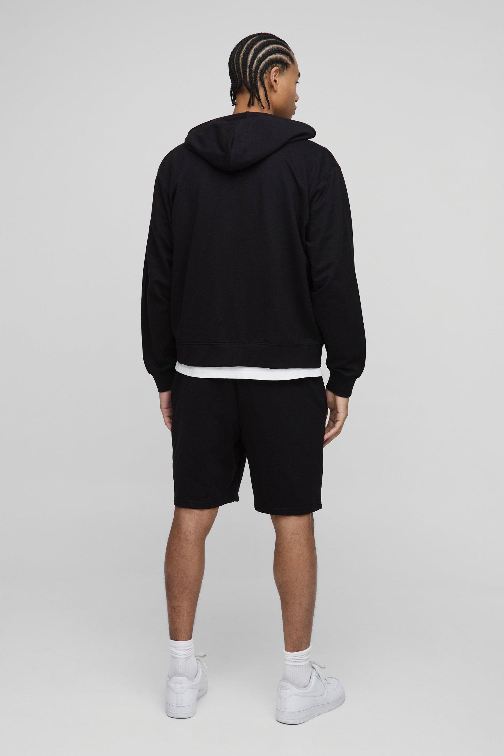 260GSM Loopback Basic Oversized Boxy Zip Through Hoodie | boohooMAN USA Product Image