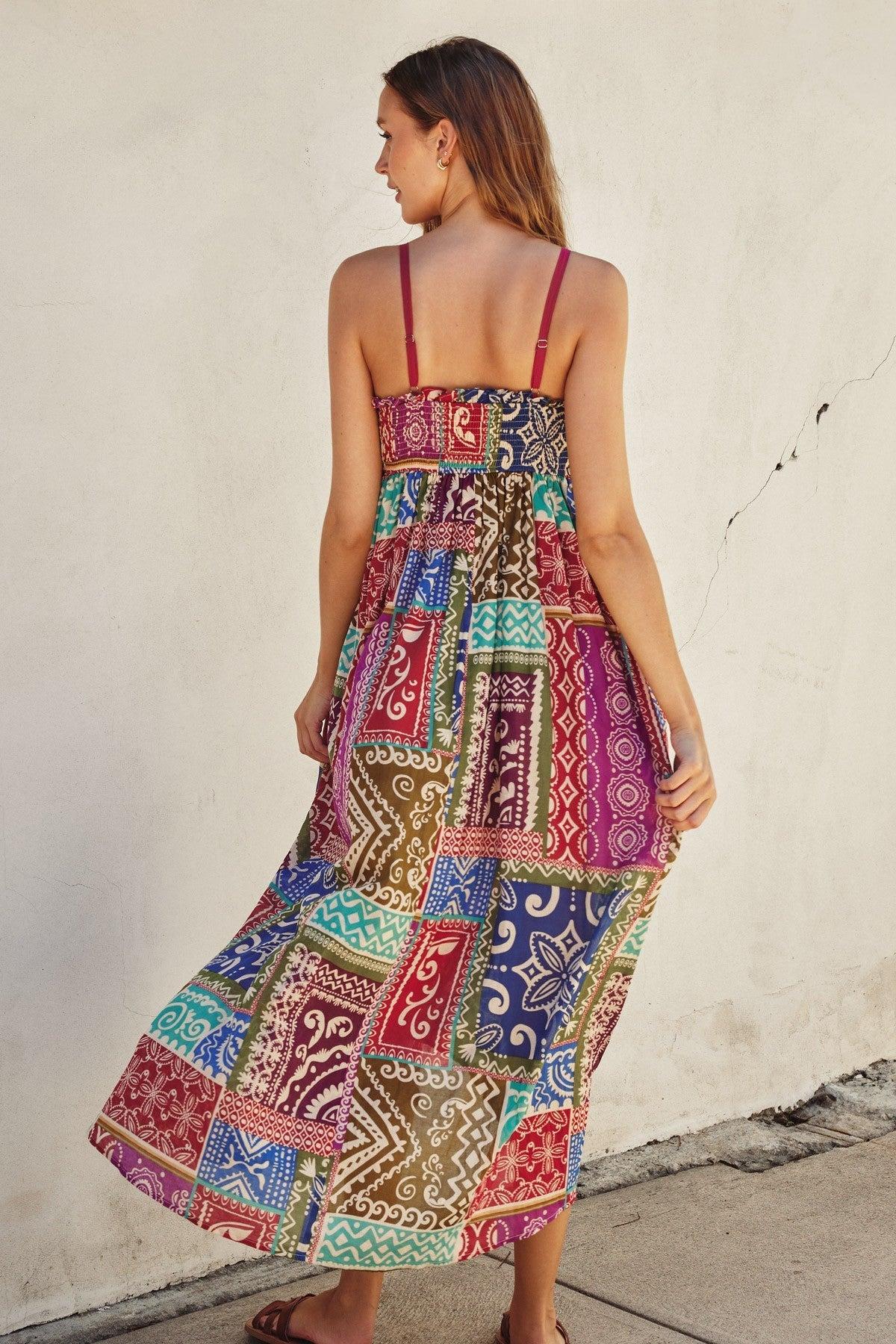 Boho Printed Maxi Flare Dress Product Image
