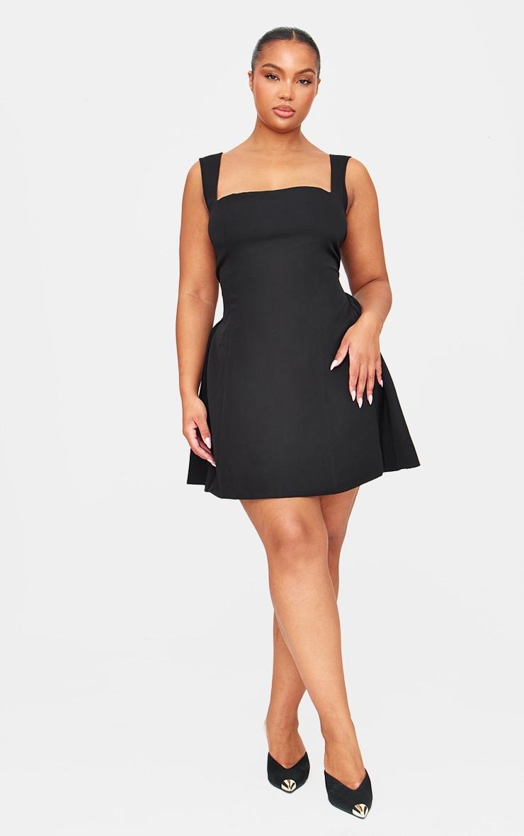 Black Hip Pleated Shift Dress Product Image