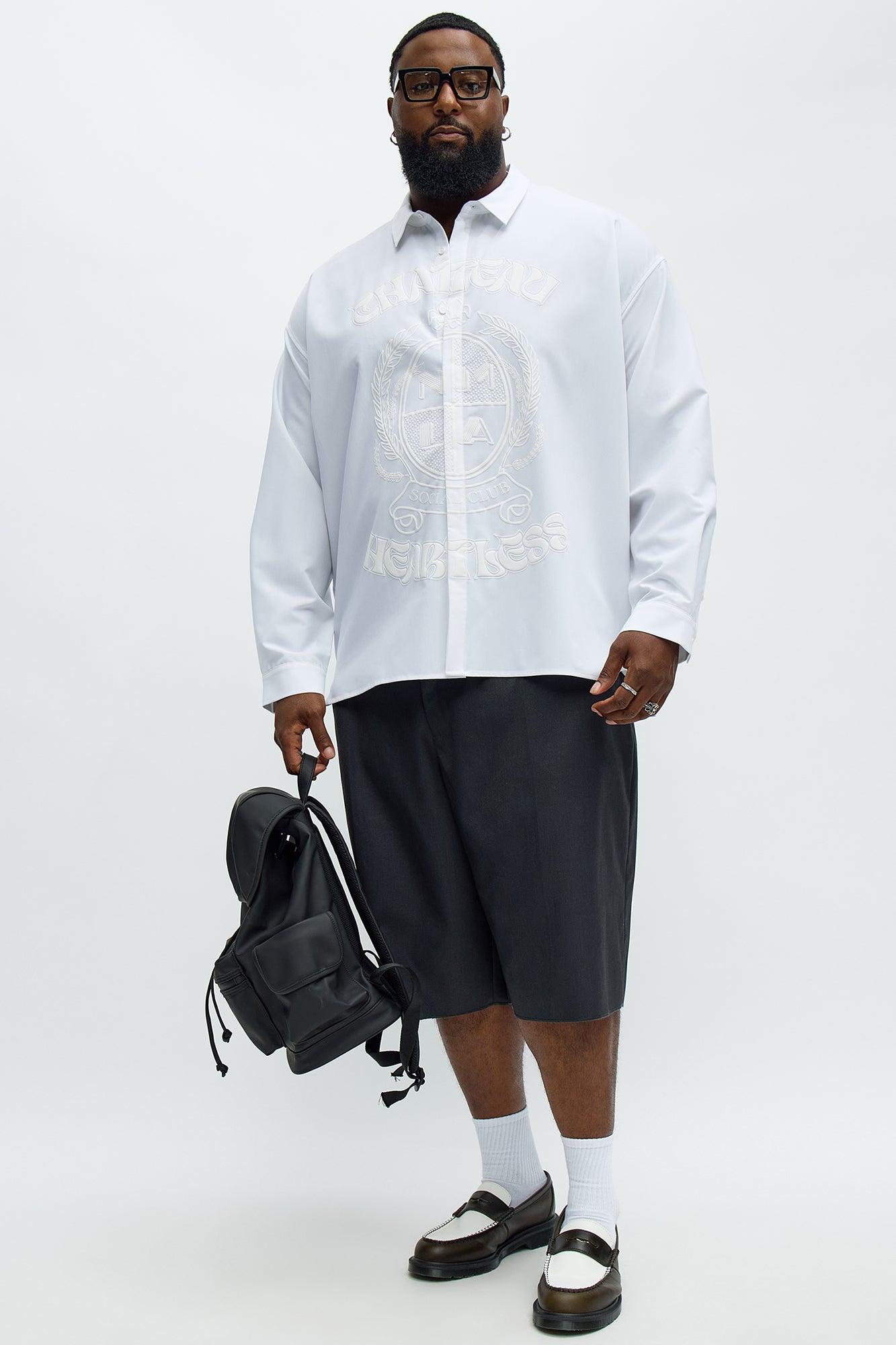 Oversized Relaxed Chateau Long Sleeve Button Up Shirt - White/combo Product Image