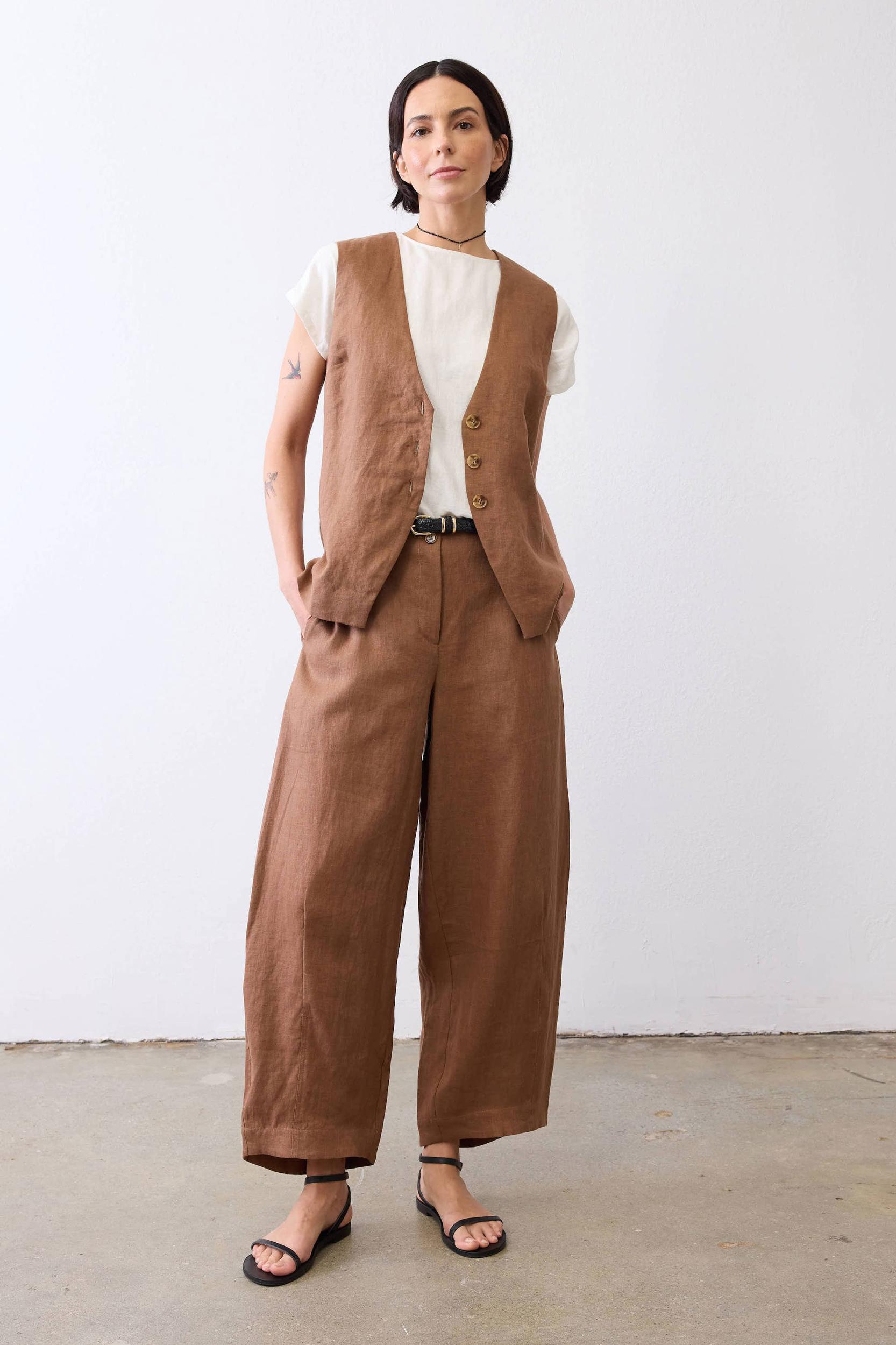 The Linen Button Vest Product Image