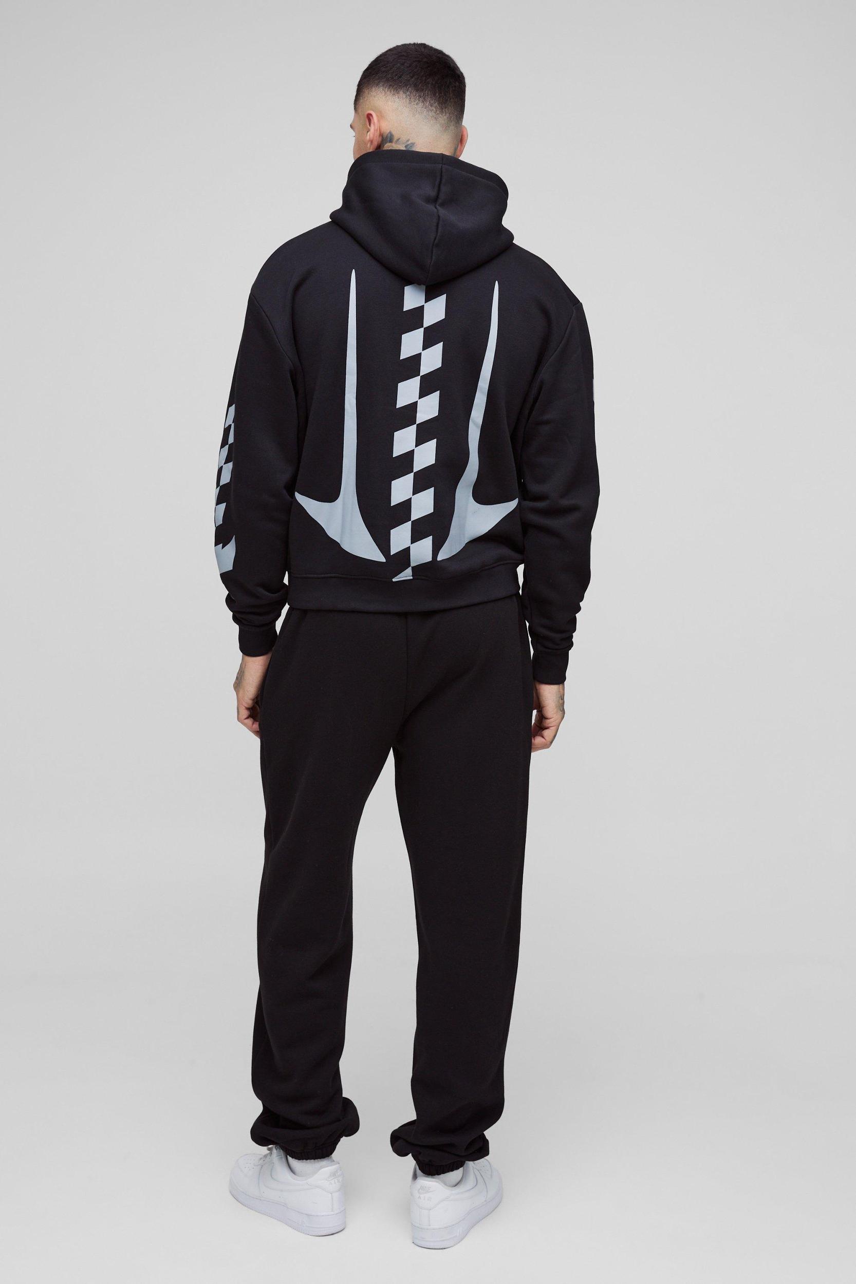 Tall Oversized Boxy Moto Print Hoodie | boohooMAN USA Product Image